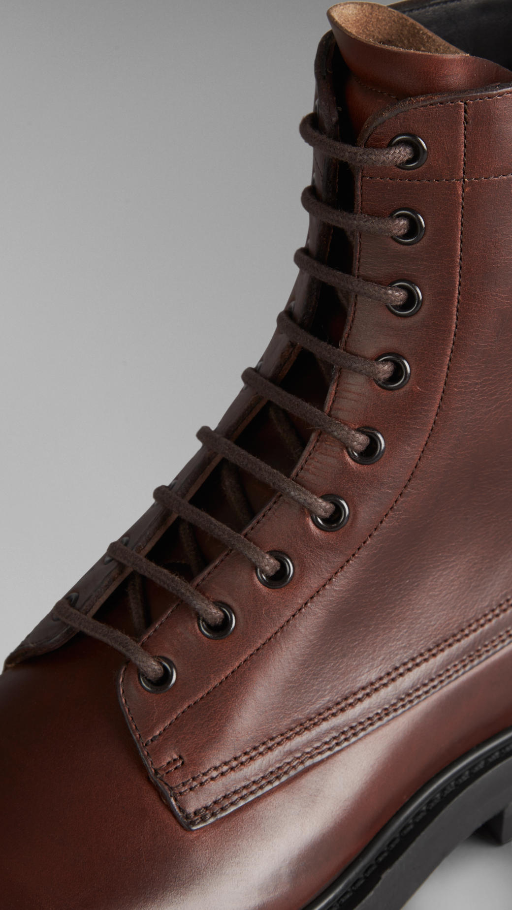 Burberry Leather Military Boots in Brown for Men Lyst