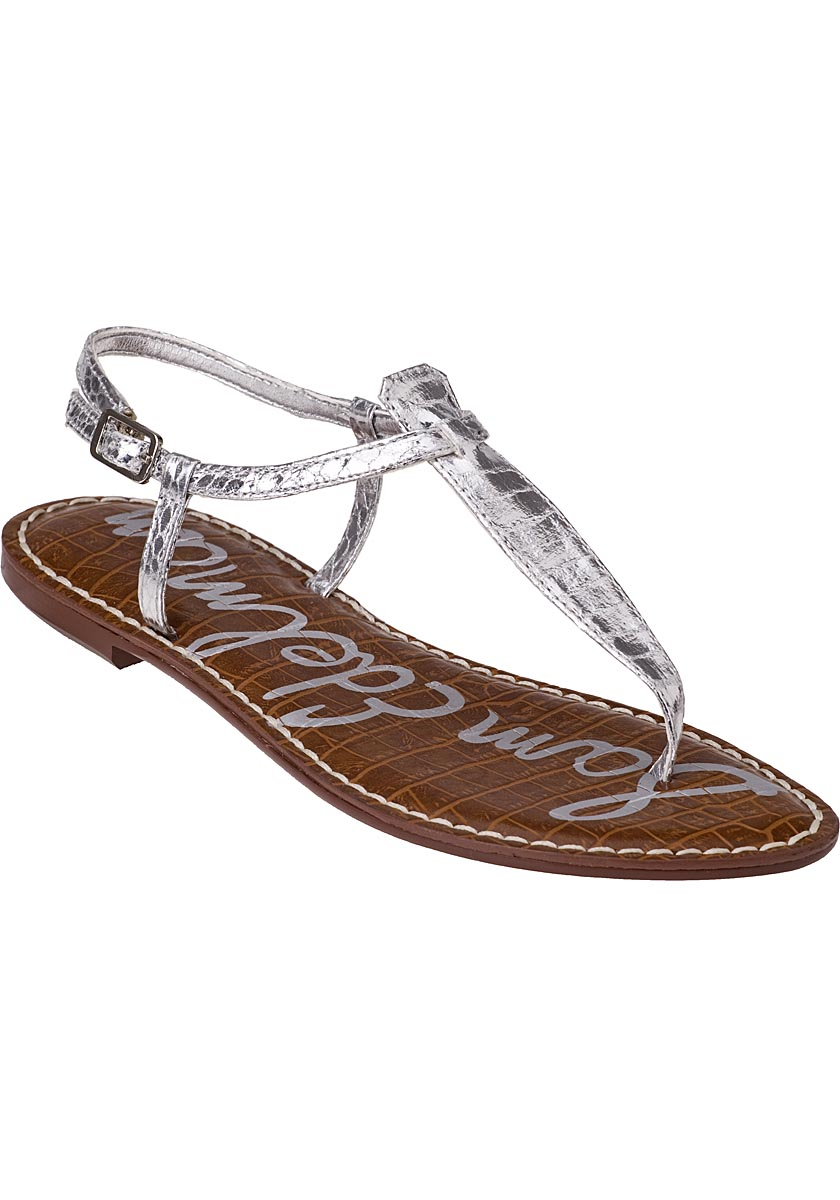 Sam edelman Gigi Flat Sandal Silver Croc in Silver (Silver Croc) | Lyst