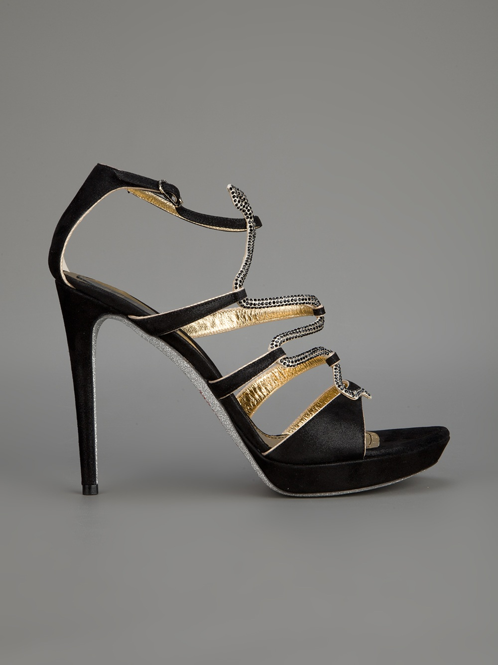 Lyst - Rene caovilla Swarovski Crystalembellished Leather Sandals in ...