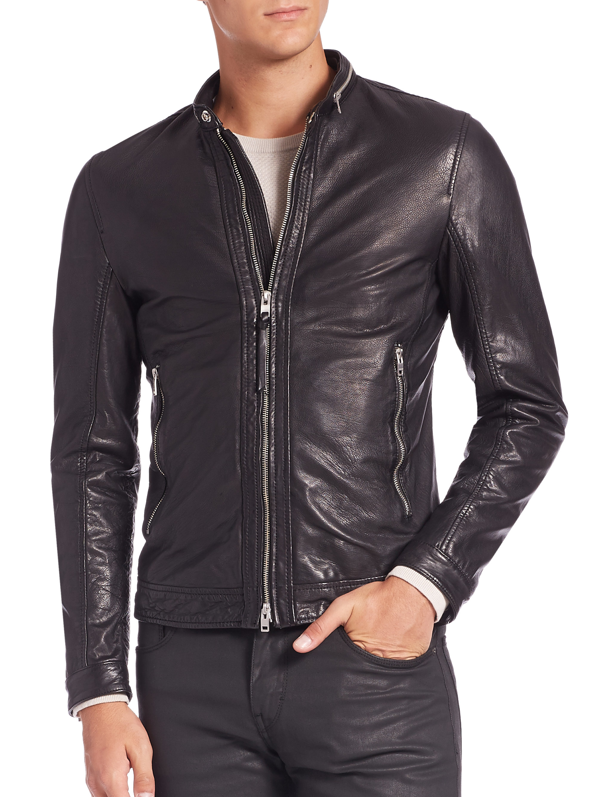 Lyst J Lindeberg Trey Sleek Leather Jacket In Black For Men Gallery
