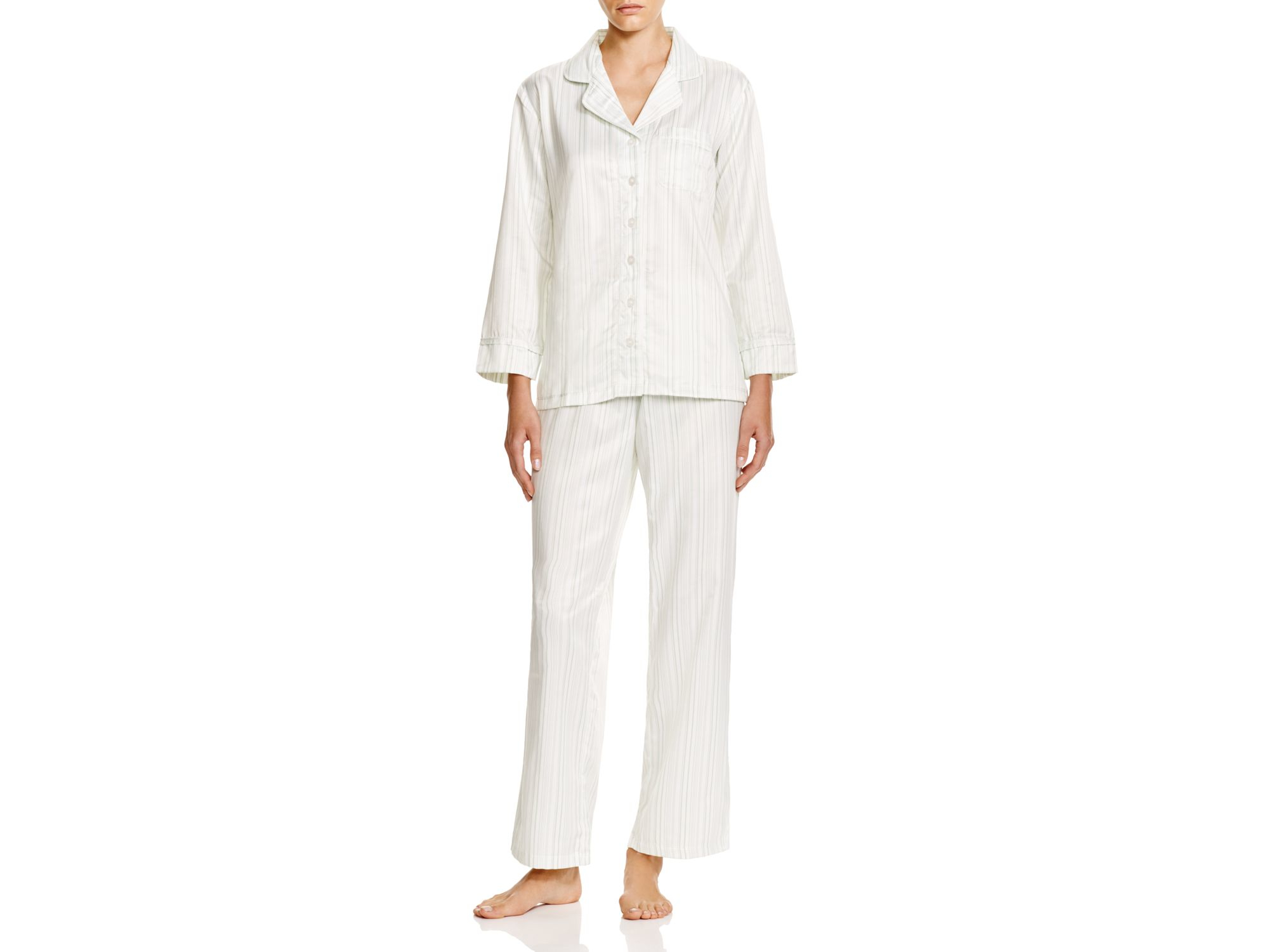 Lyst - Carole Hochman Brushed Back Satin Long Pajama Set in White
