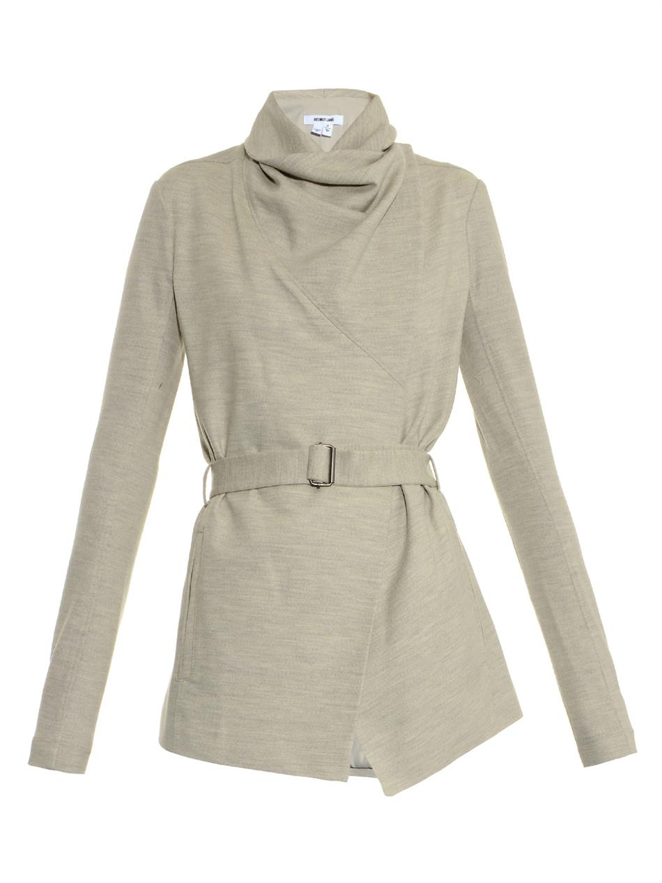 Helmut Lang Sonar Draped Wool Jacket In Grey Gray Lyst