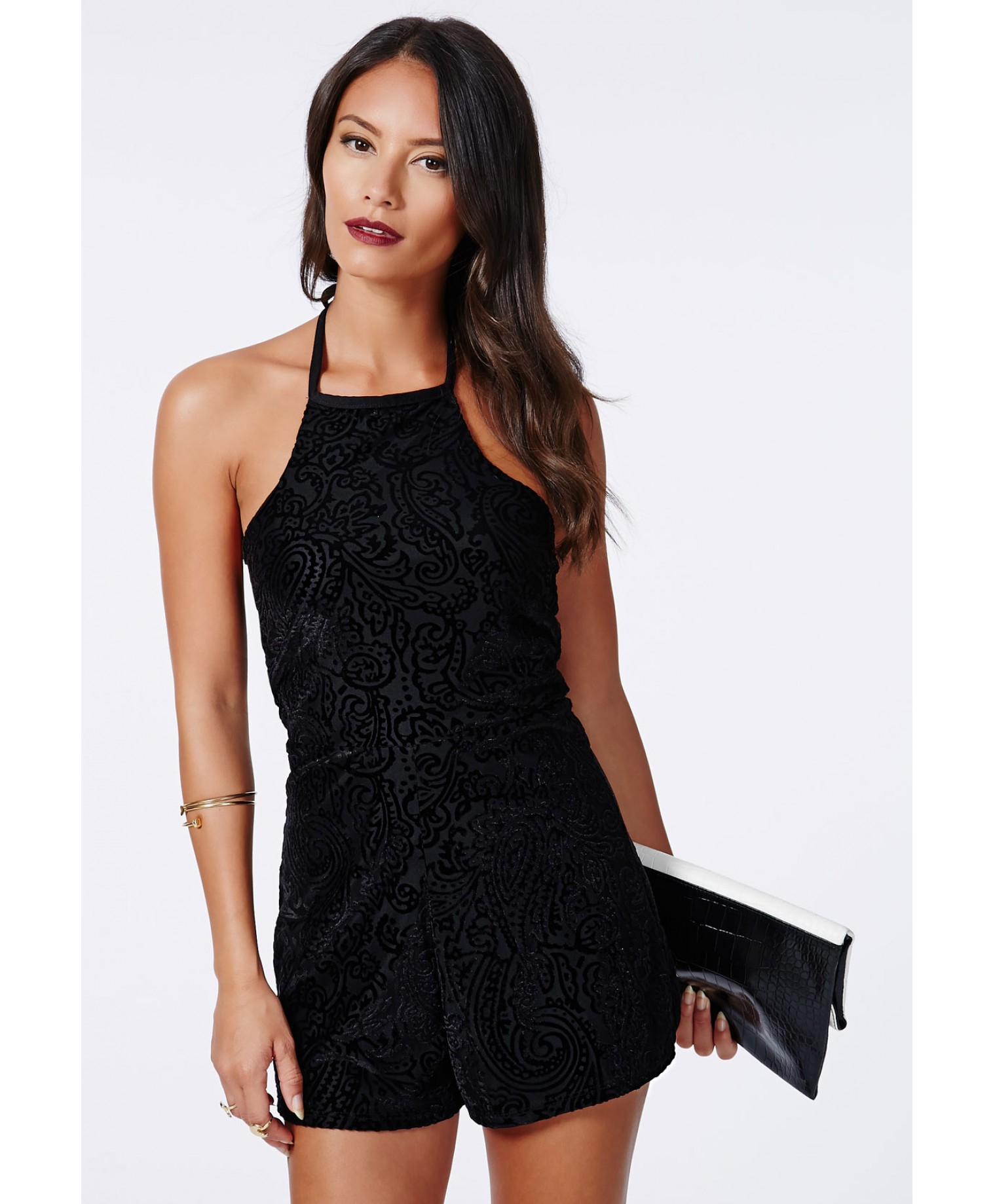 black halter neck playsuit