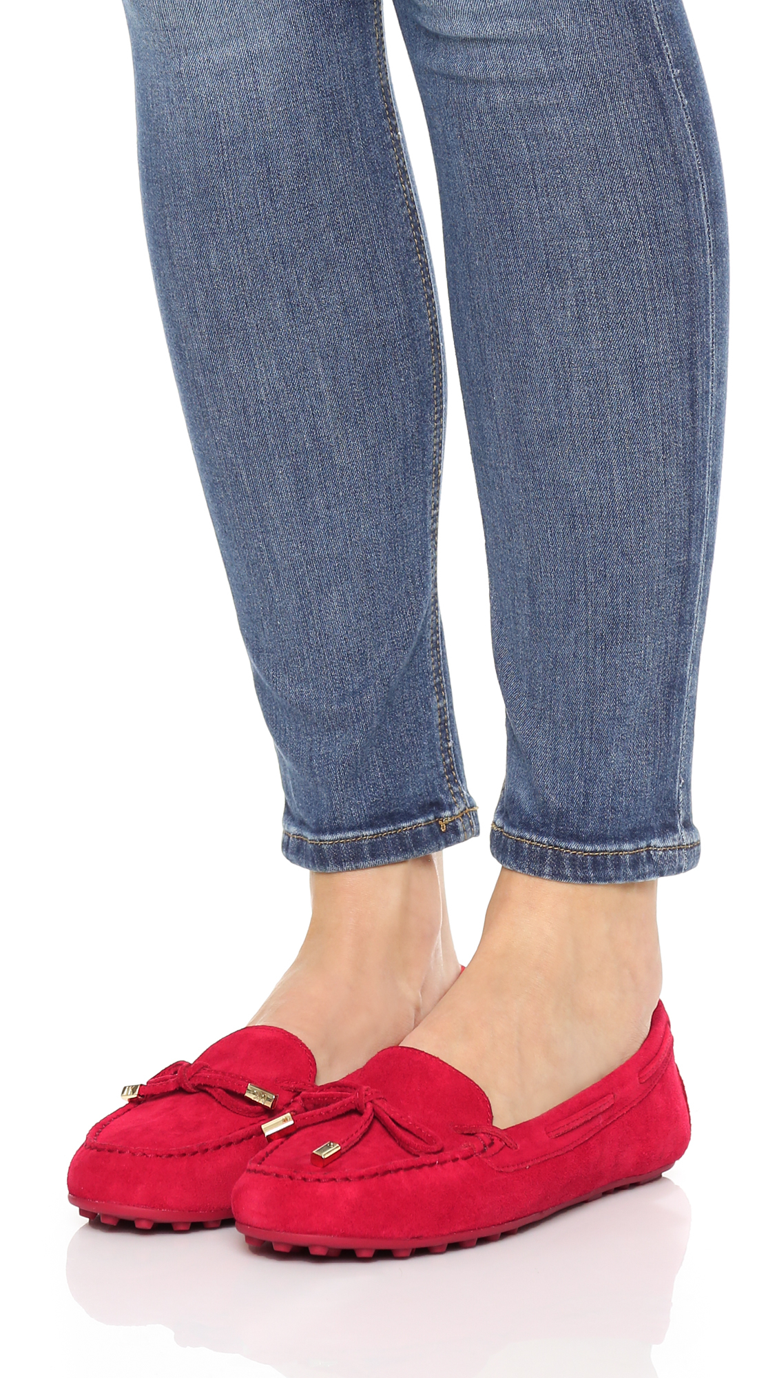 MICHAEL Michael Kors Suede Daisy Moccasins in Red | Lyst
