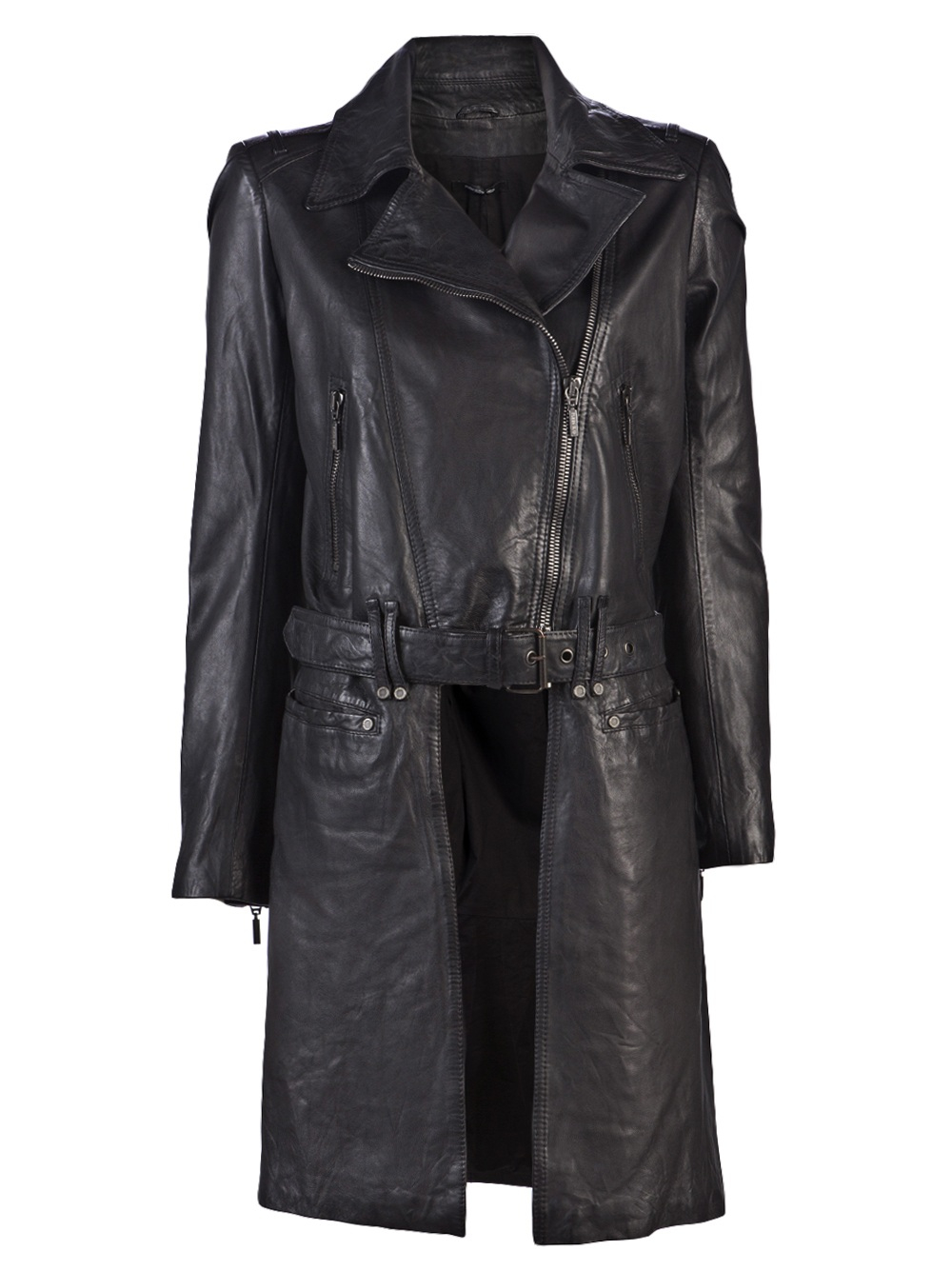 Lyst - Plein Sud Jeanius Coat Tail Leather Jacket in Black