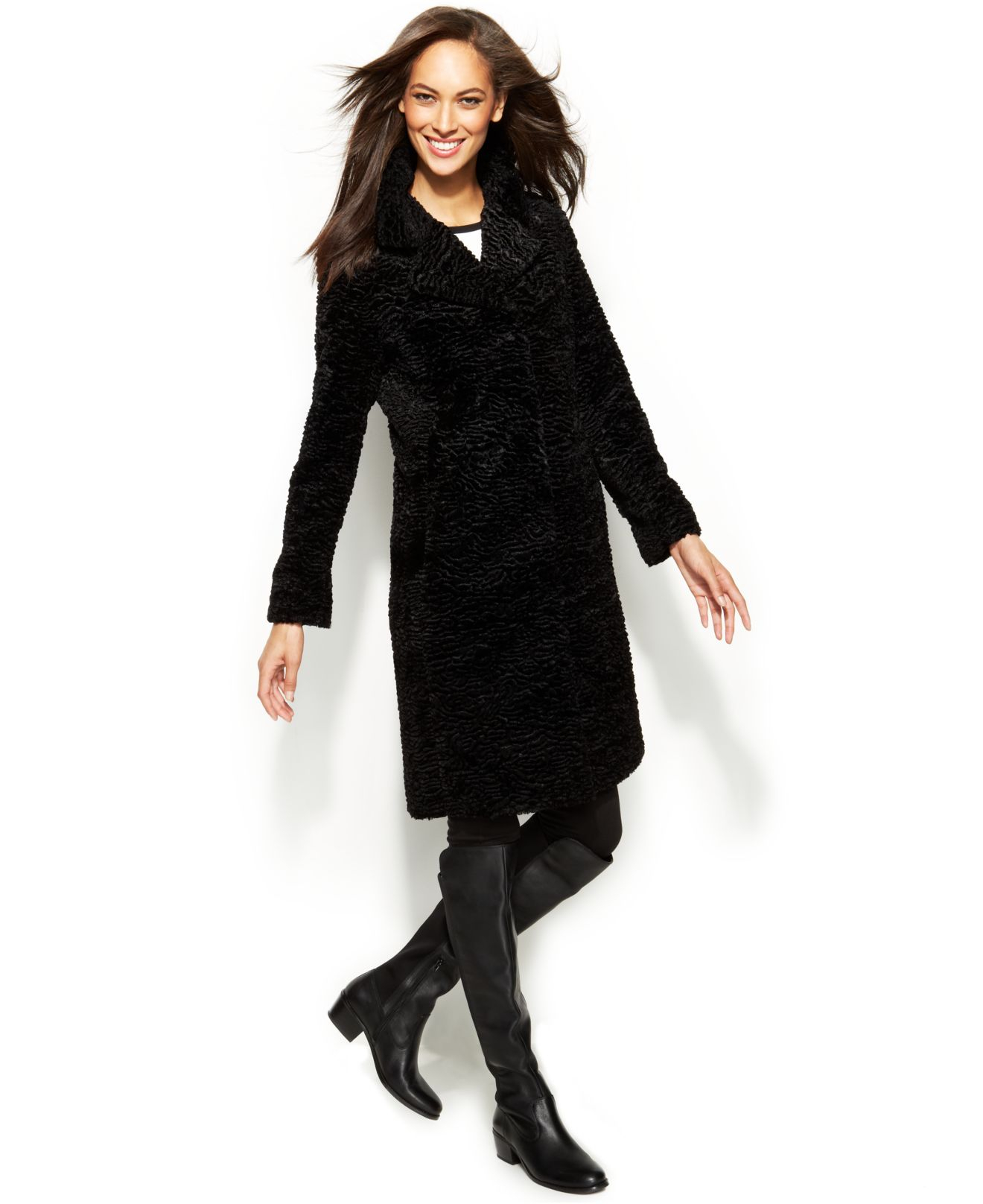 Lyst Jones New York FauxFur Walker Coat in Black