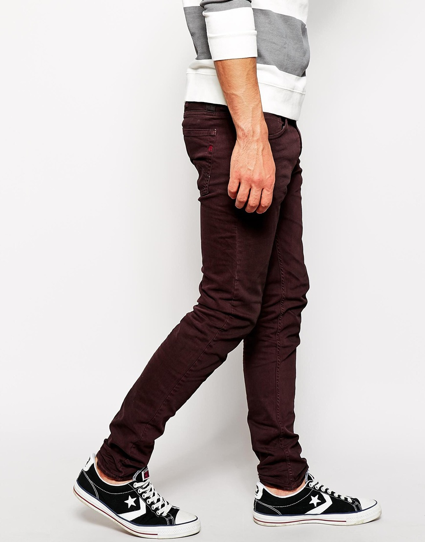 maroon skinny jeans mens