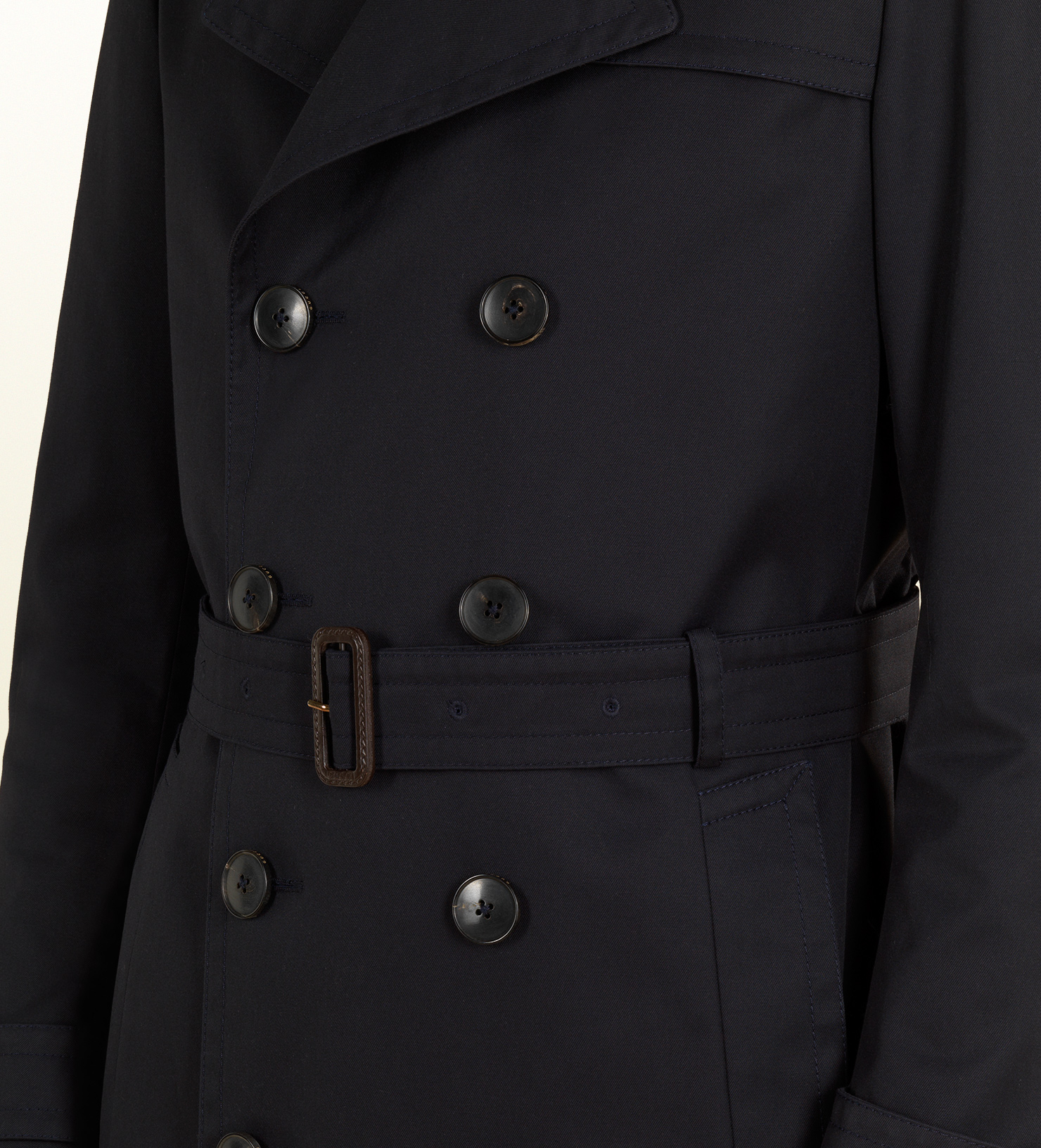 Gucci Dark Blue Cotton Twill Trench Coat in Blue for Men | Lyst