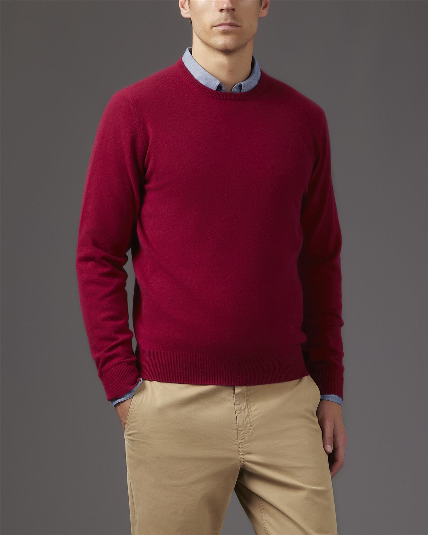 Jaeger Cashmere Crew Neck Sweater in Pink for Men (Dark Pink) | Lyst