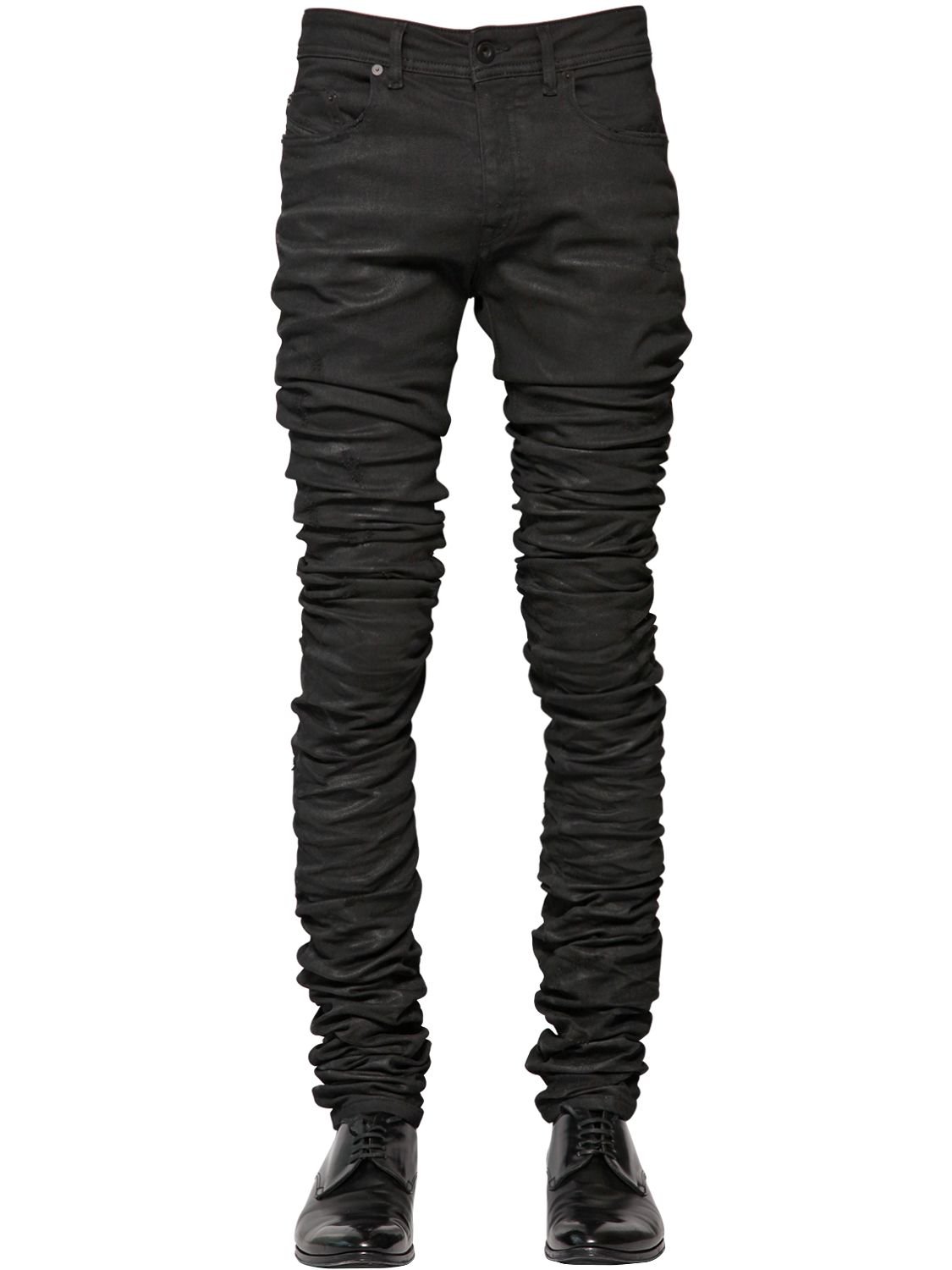 Diesel black gold 16.5cm 3d Extra Long Stretch Denim Jeans in Black for