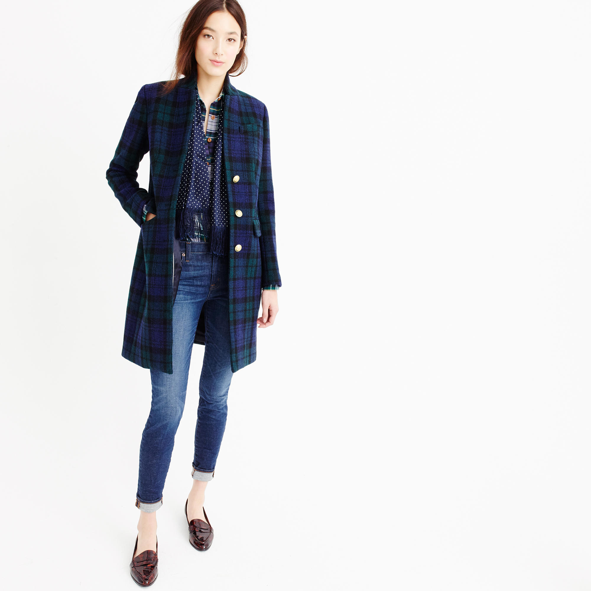 J.Crew Regent Topcoat In Black Watch Flannel in Blue | Lyst