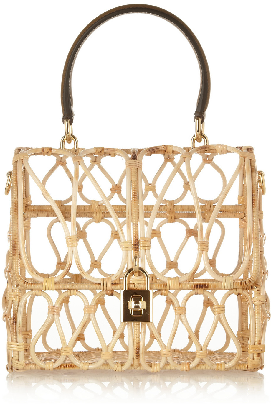 Lyst Dolce & gabbana Leathertrimmed Rattan Shoulder Bag in Brown