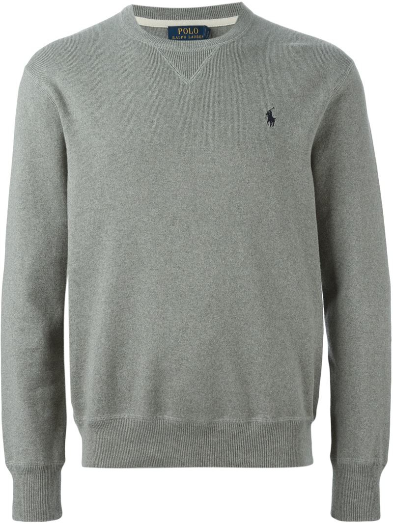 Lyst - Polo Ralph Lauren Logo Embroidered Sweatshirt in Gray for Men