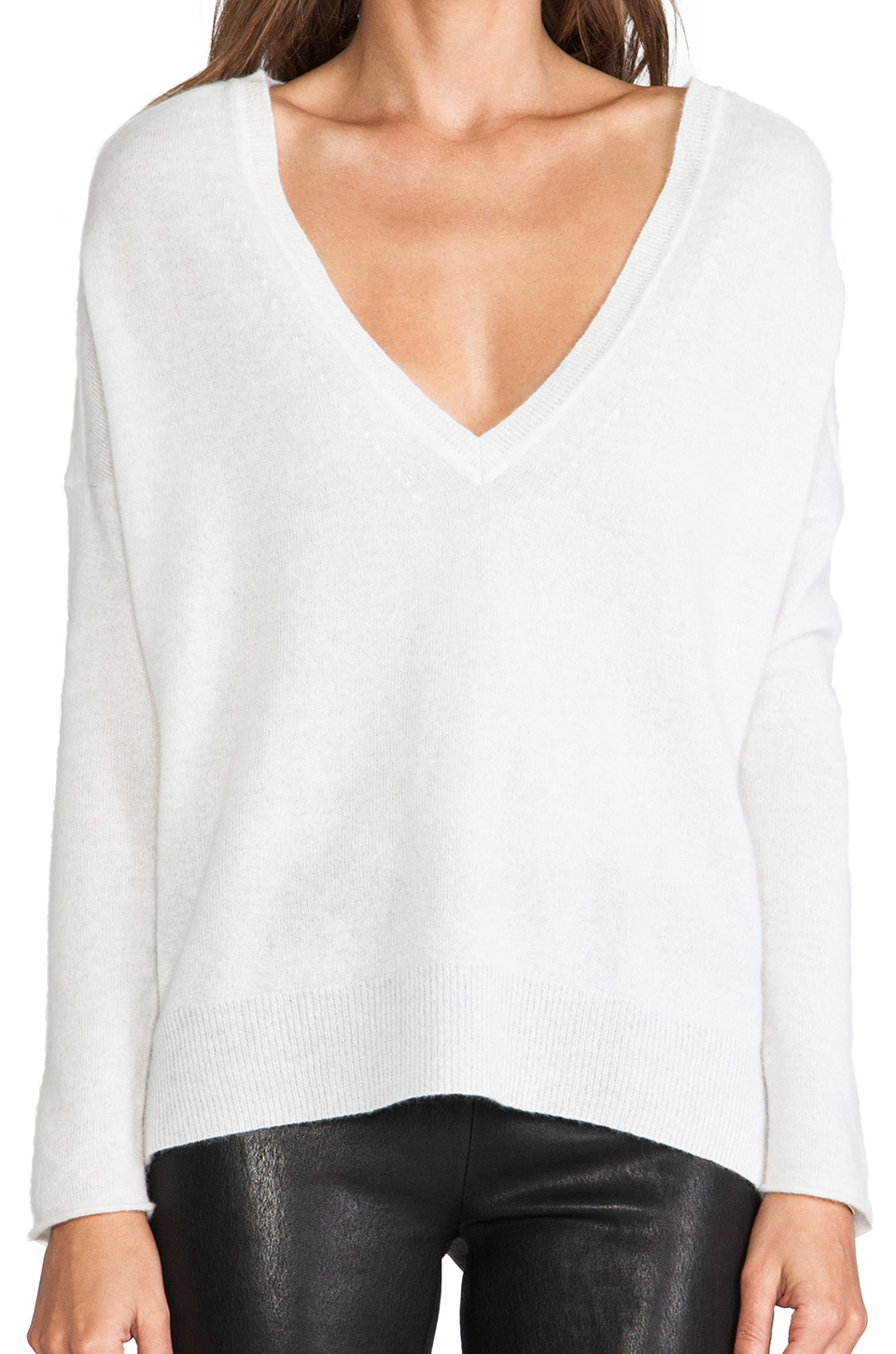 White v neck sweater women's Clearance