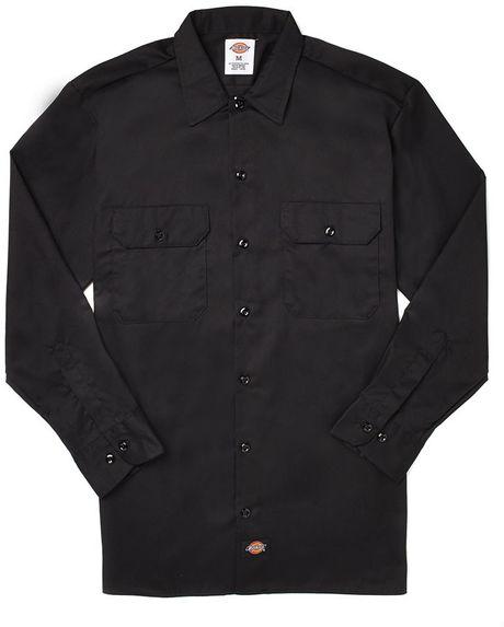 Dickies Long Sleeve Work Shirt in Black for Men | Lyst