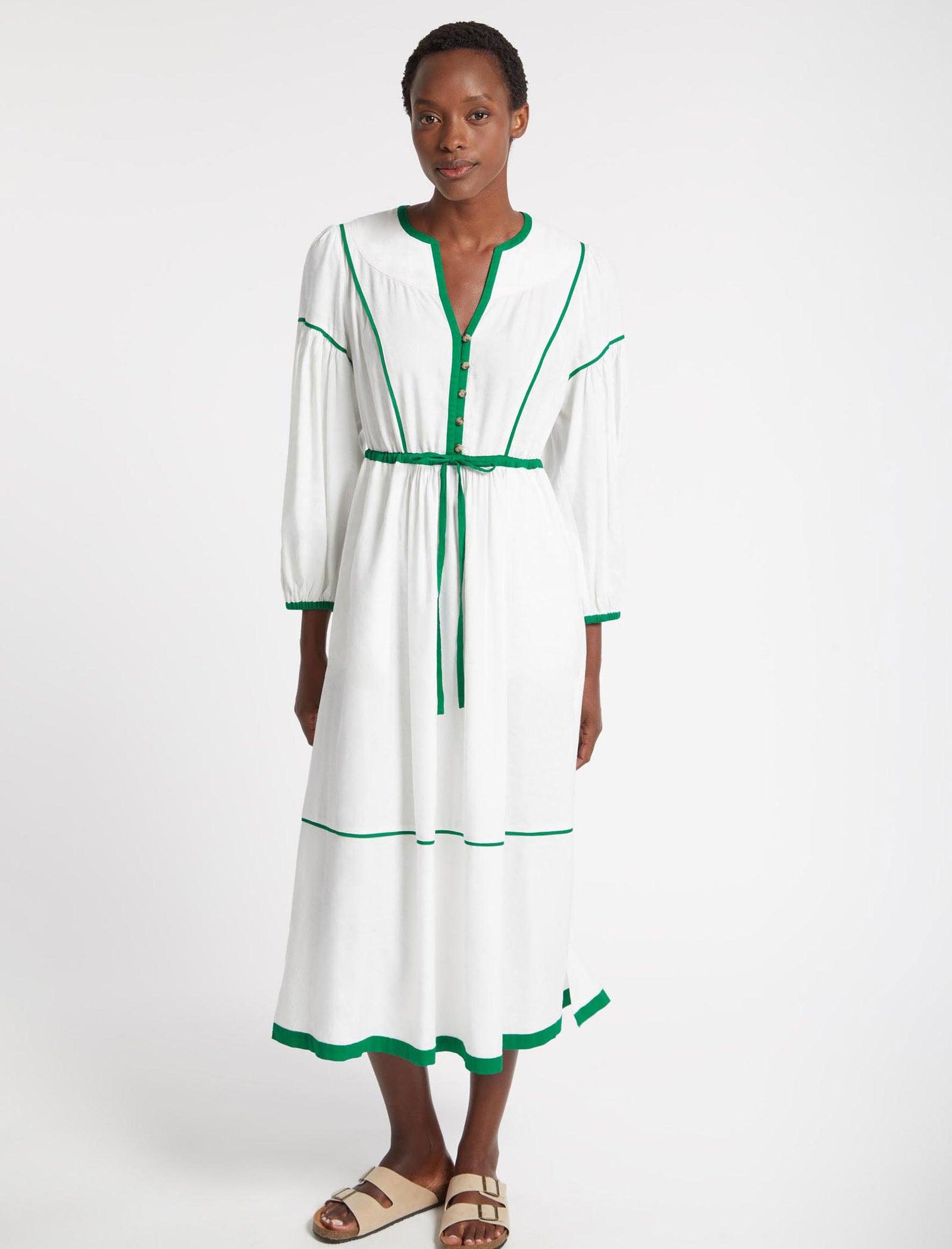 Cefinn Salone Linen Blend Maxi Dress in White | Lyst UK