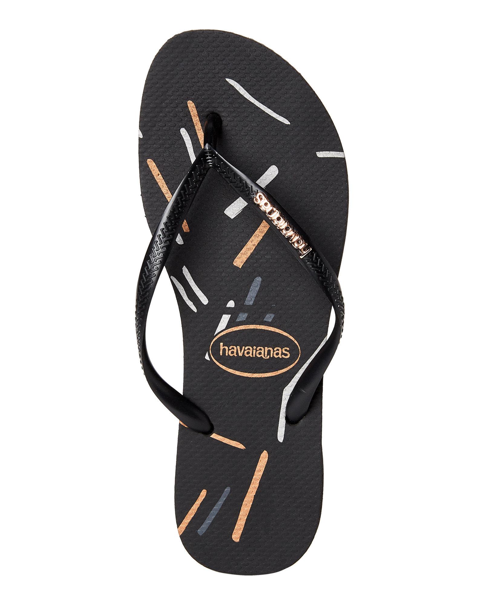 black and rose gold havaianas
