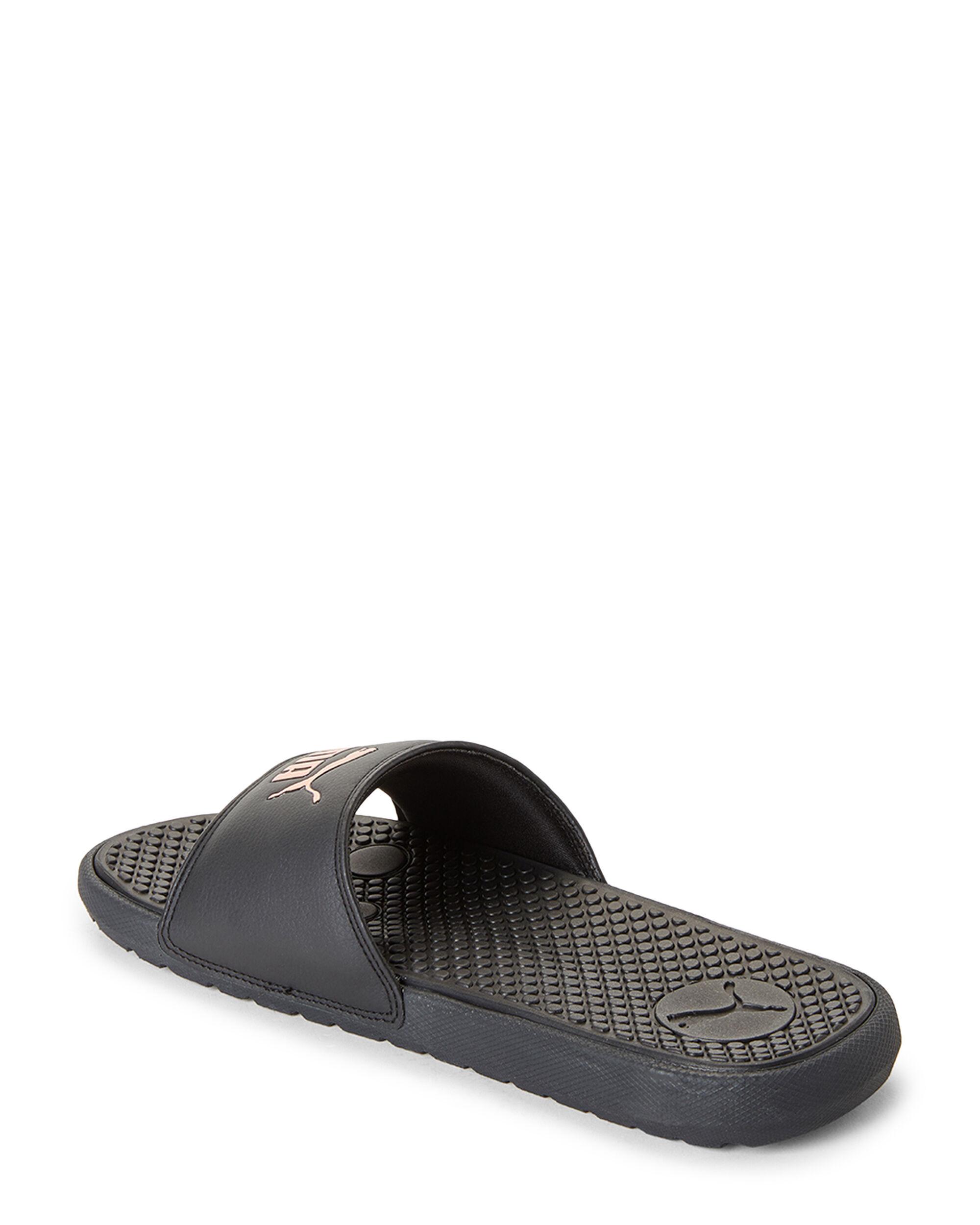 clear and white puma slides