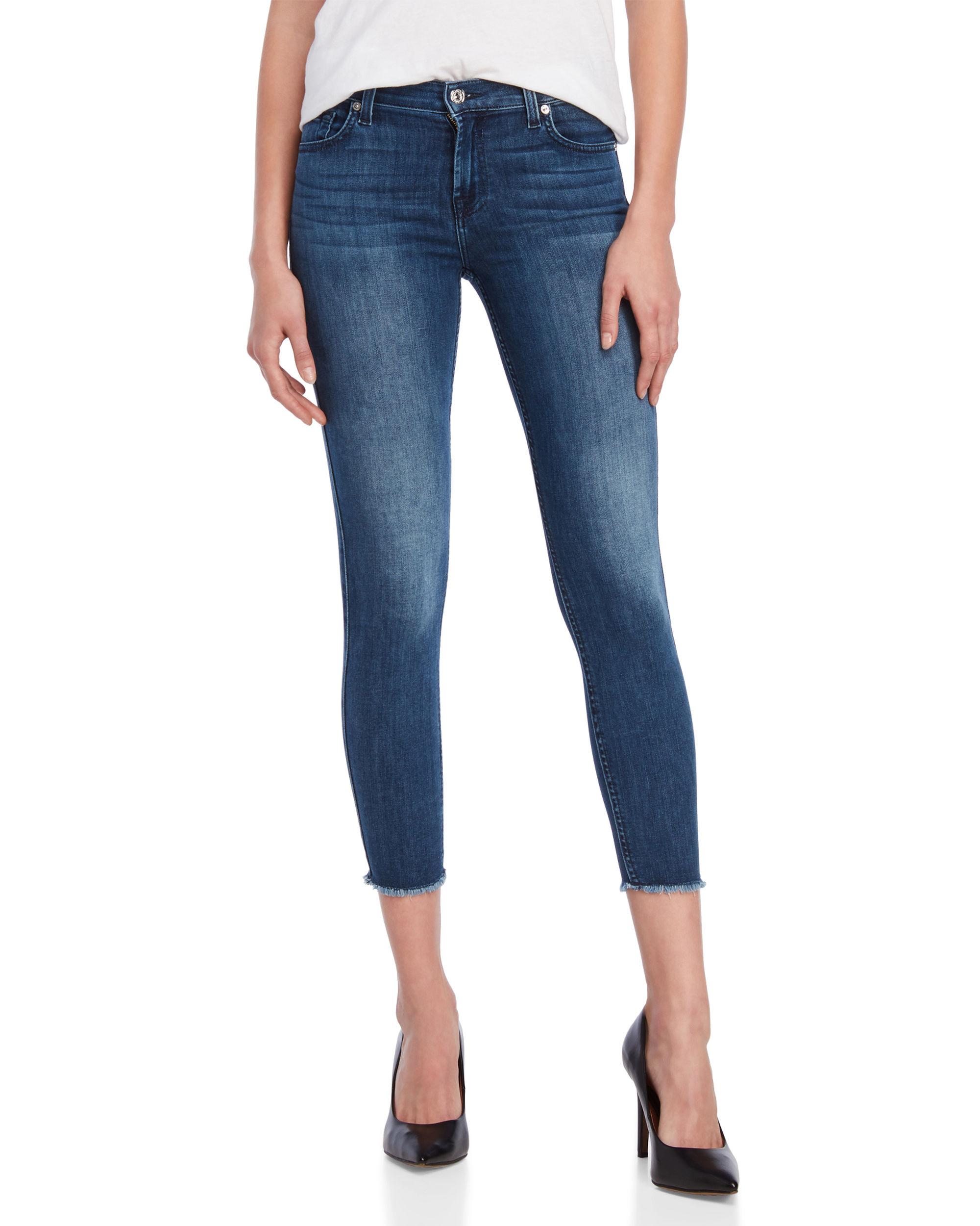 7 For All Mankind Denim Gwenevere Frayed Hem Ankle Jeans in Blue - Lyst