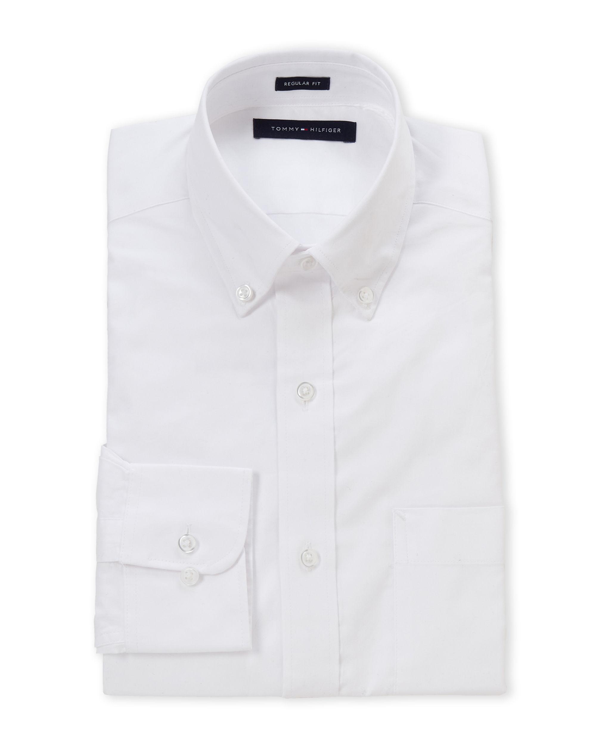 Tommy Hilfiger Cotton Regular Fit Long Sleeve Dress Shirt in White for
