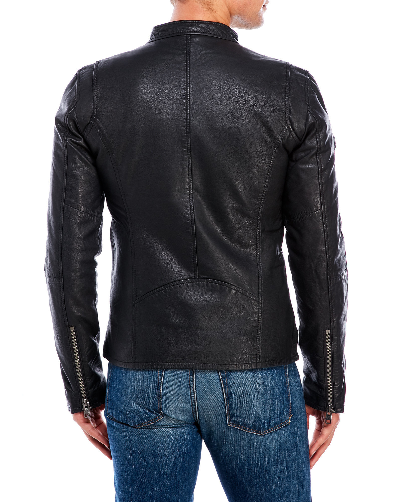 Superdry Real Hero Leather Biker Jacket in Black for Men - Lyst