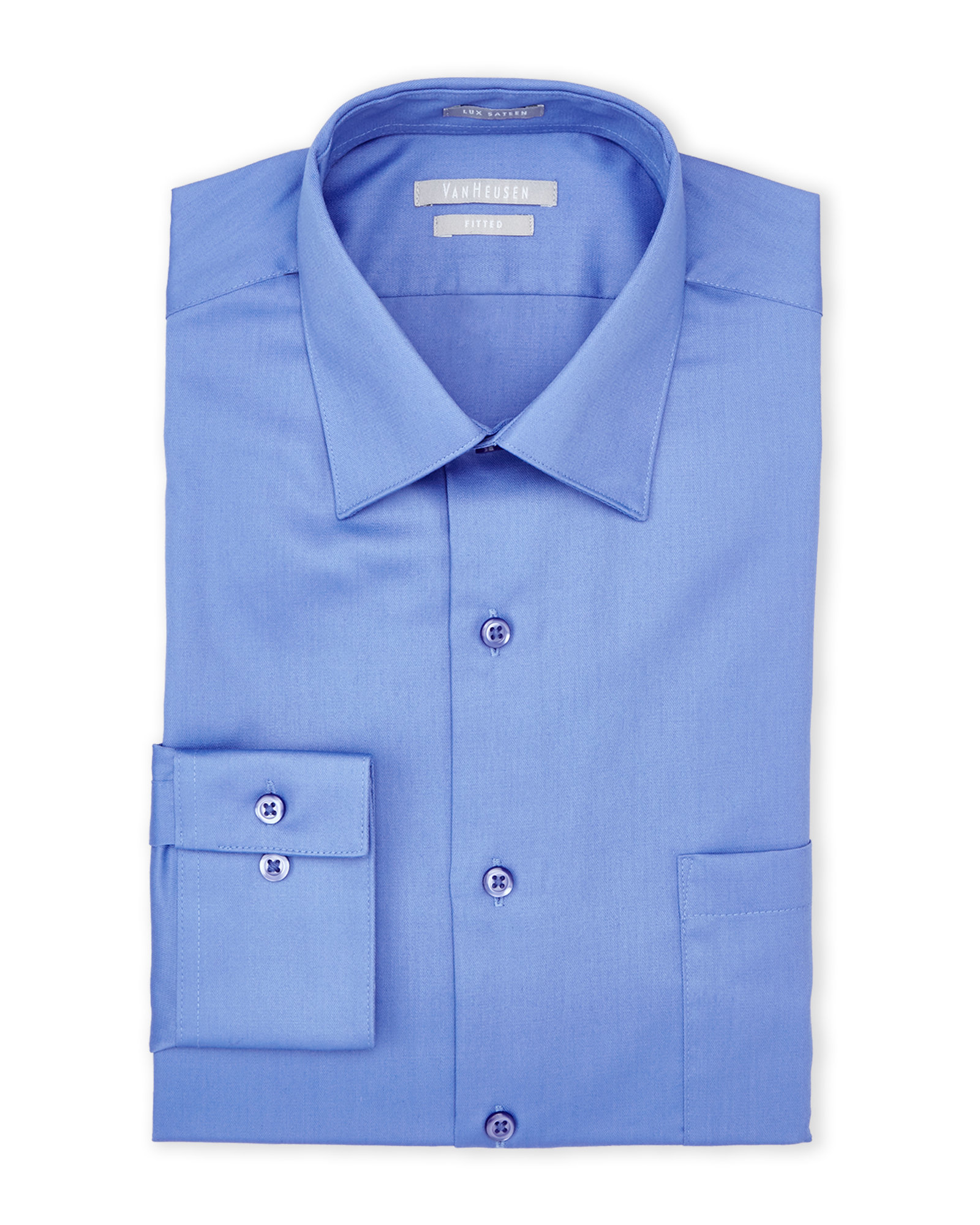 Van Heusen Cotton Blue Lux Sateen Fitted Dress Shirt for Men - Lyst