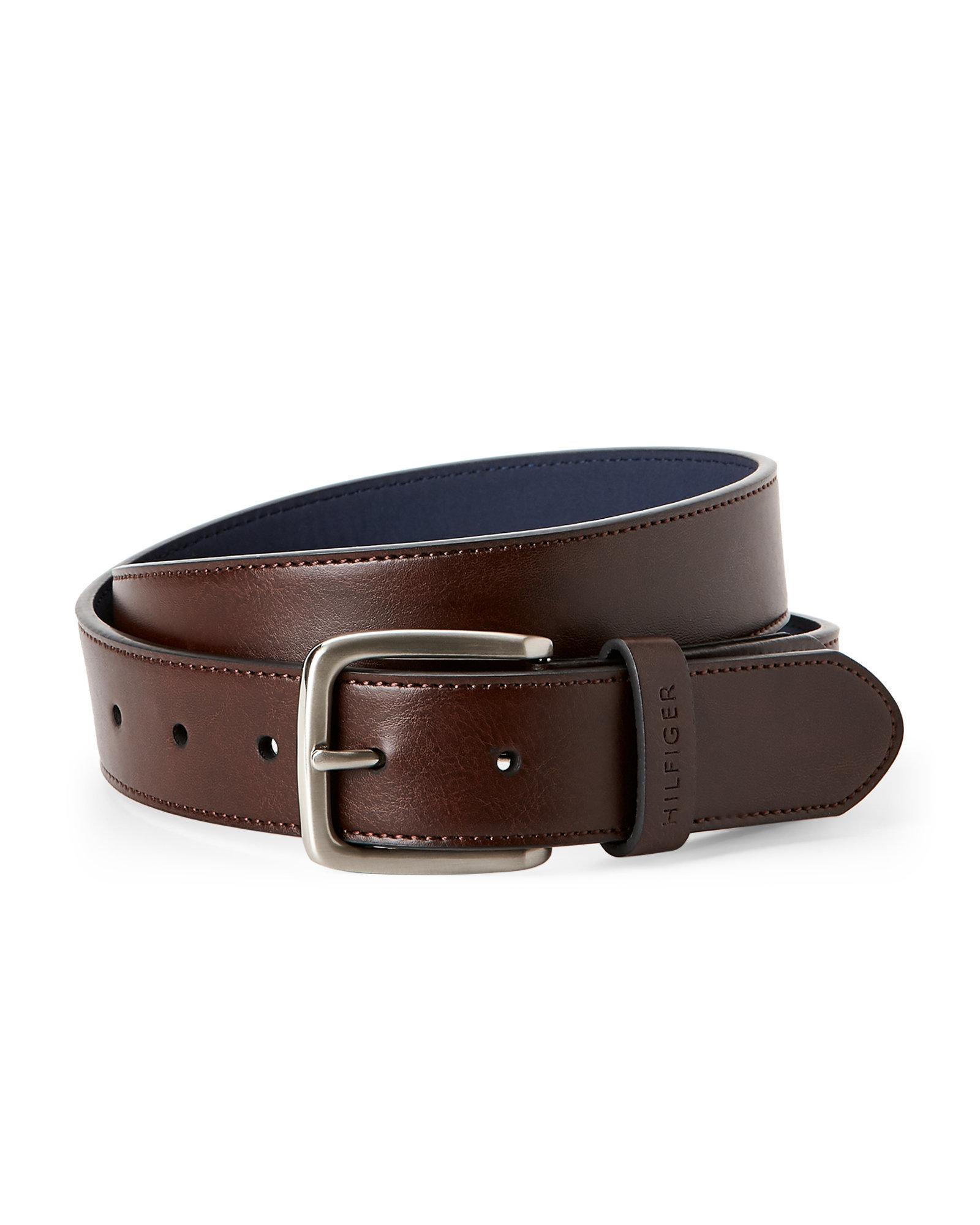 Tommy hilfiger Faux Leather Stitch Belt in Brown for Men | Lyst