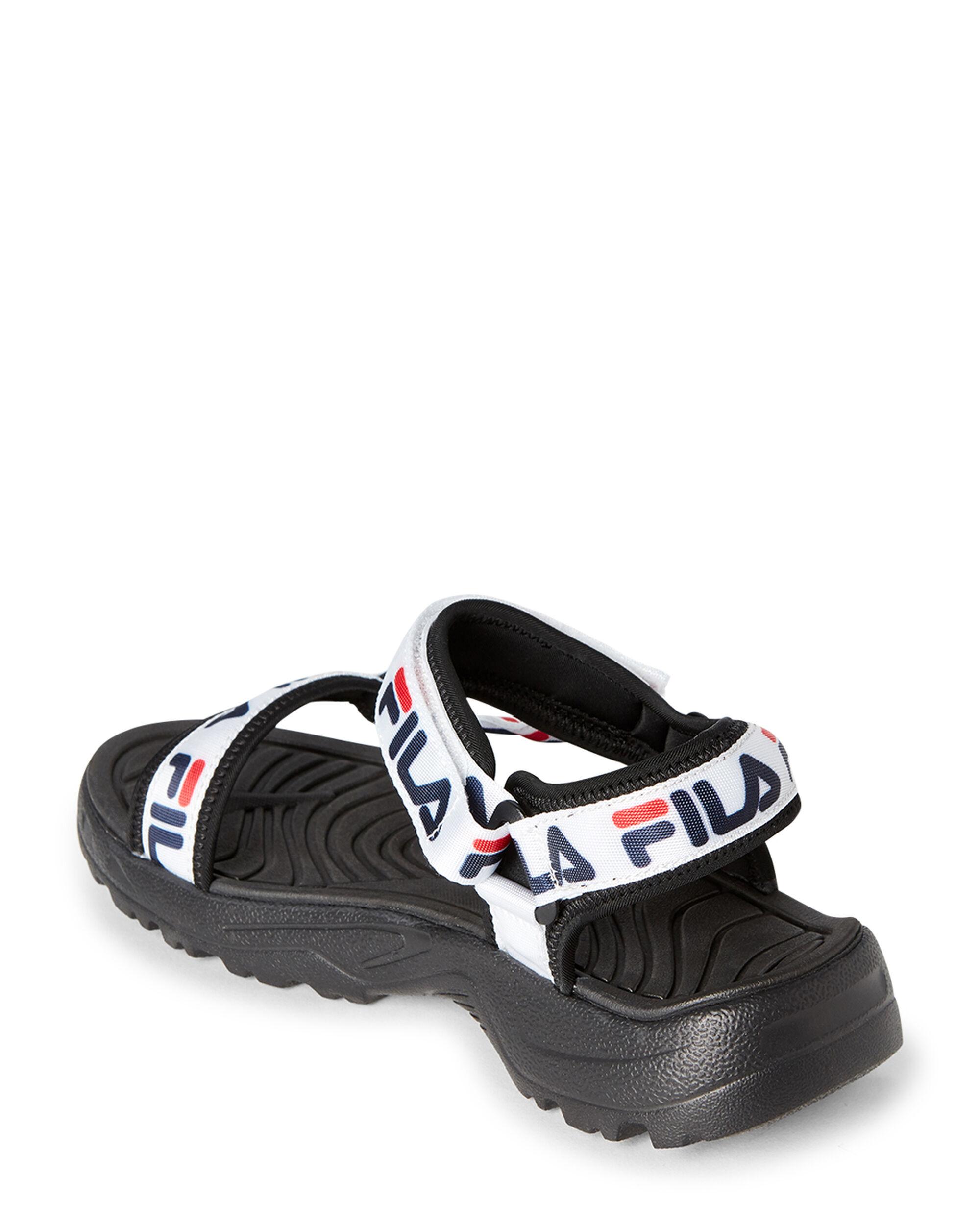 black and white fila sandals