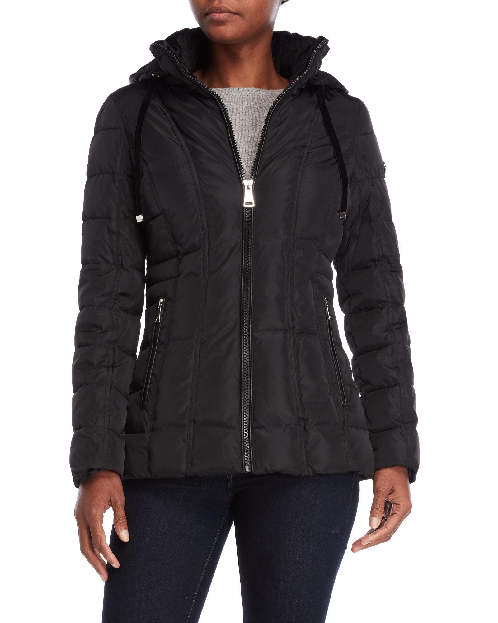 calvin klein quilted hooded jacket