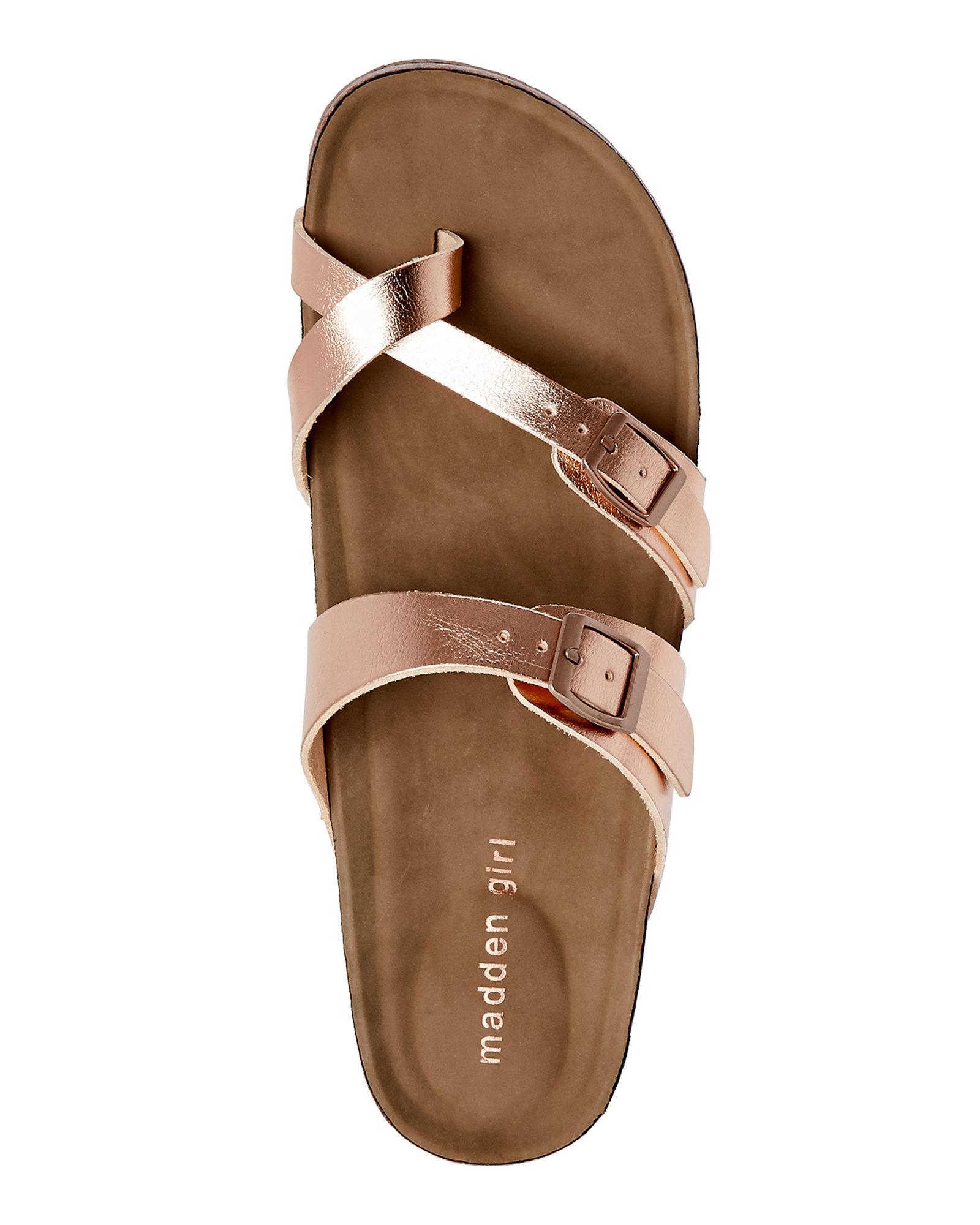 madden girl brycee sandals rose gold