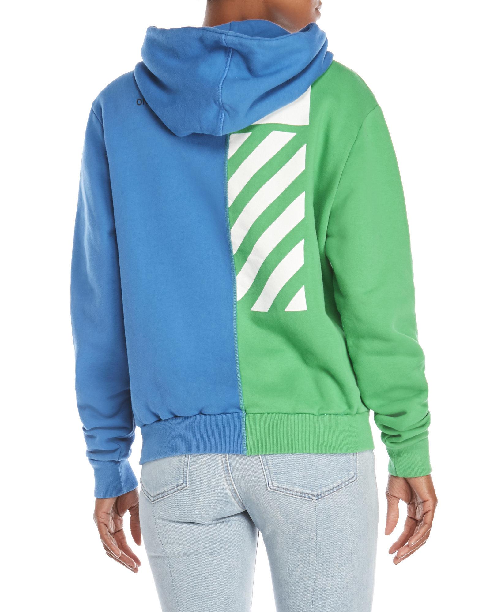 green and blue hoodie