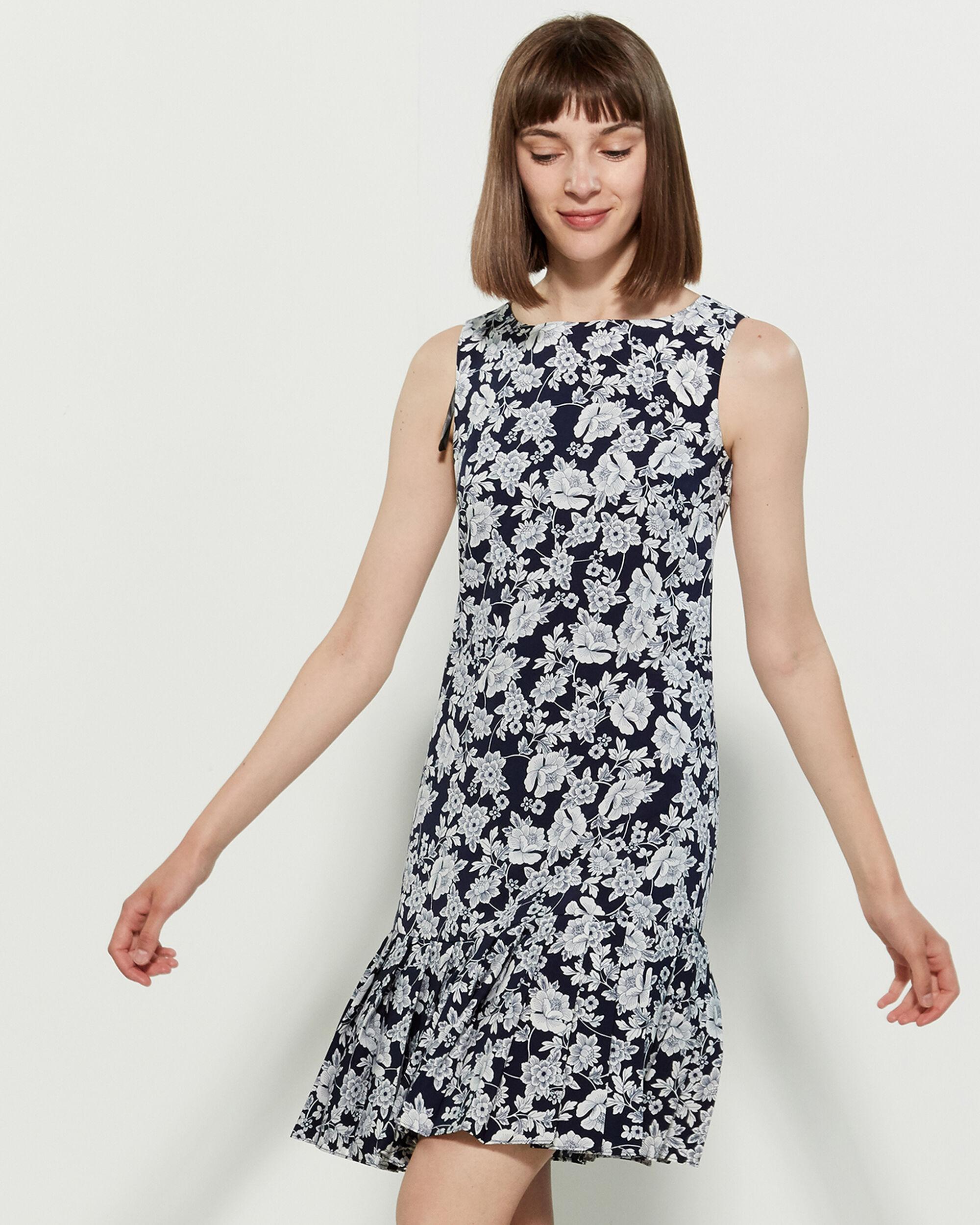 Karl Lagerfeld Synthetic Floral Sleeveless Pleated Hem Dress in Blue - Lyst