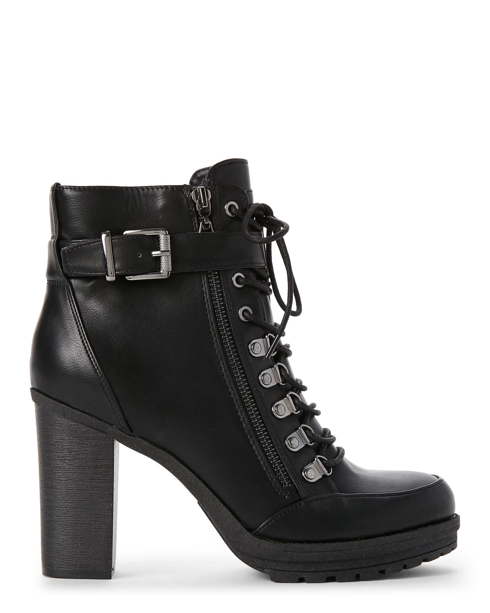 Lyst - G By Guess Black Grazzy High Heel Combat Boots in Black