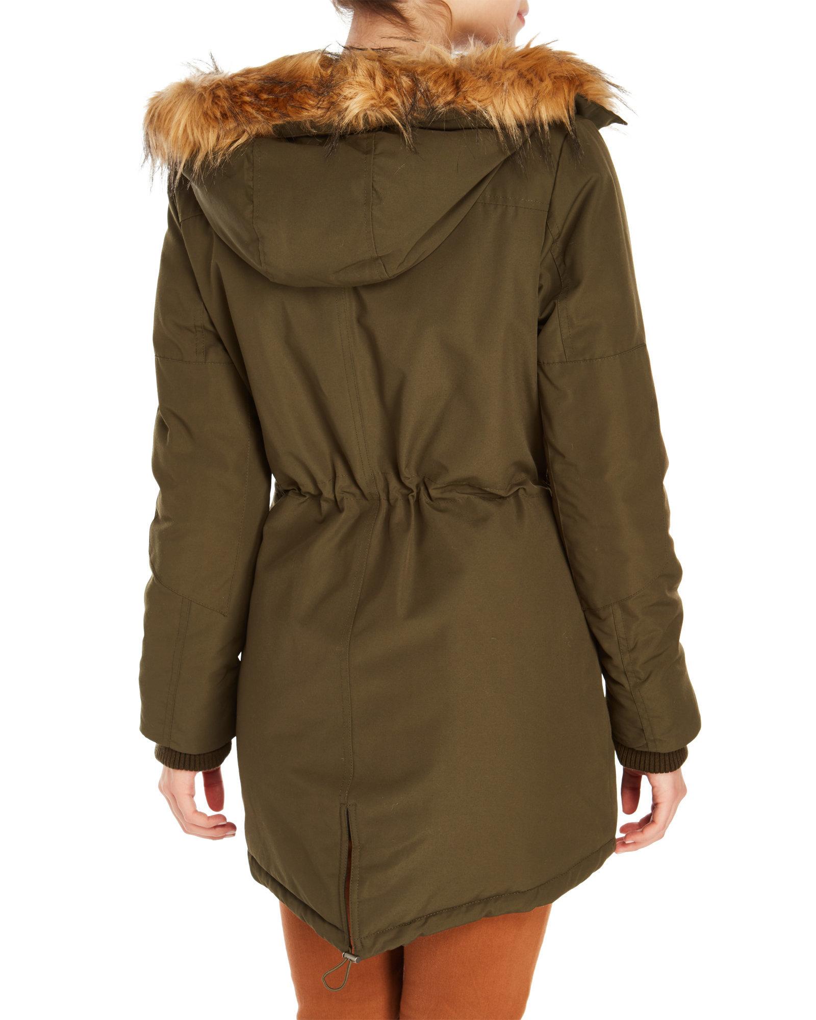 Levi's Faux-fur-trim Hooded Parka Jacket in Army Green (Green) - Lyst