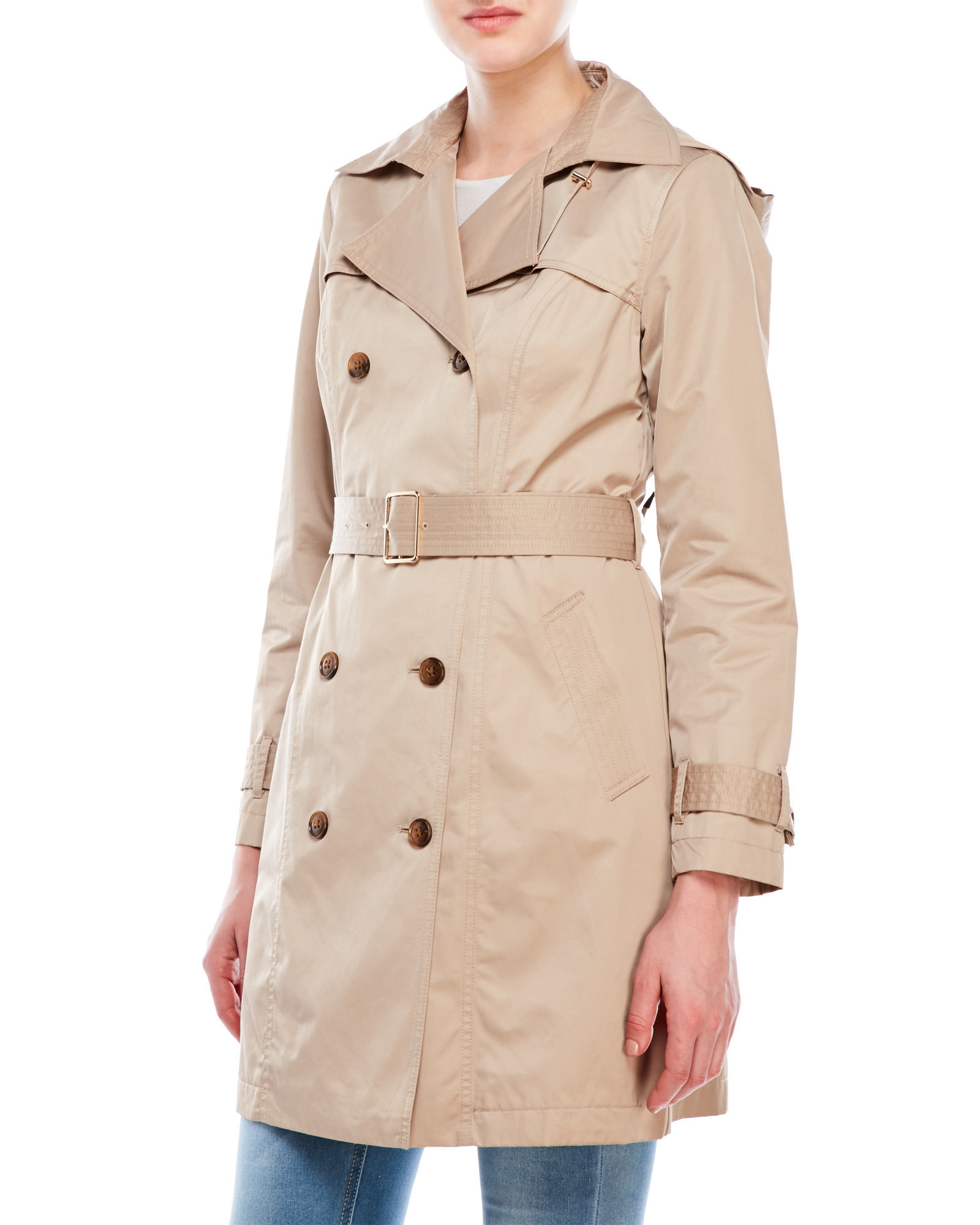Cole Haan Womens Double Breasted Trench
