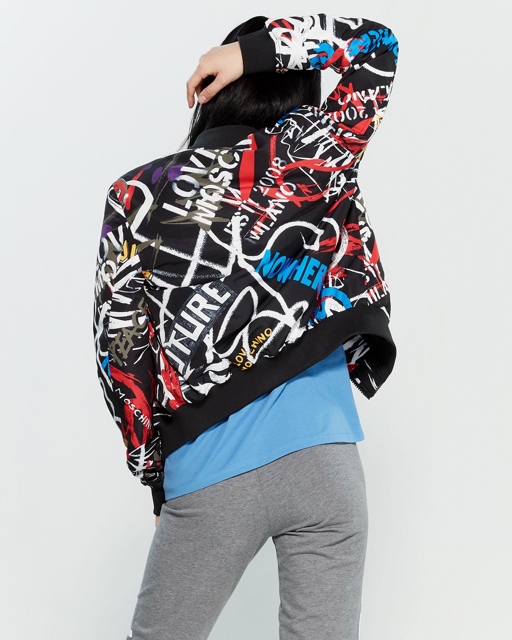 Love Moschino Synthetic Graffiti Bomber Jacket in Black Lyst