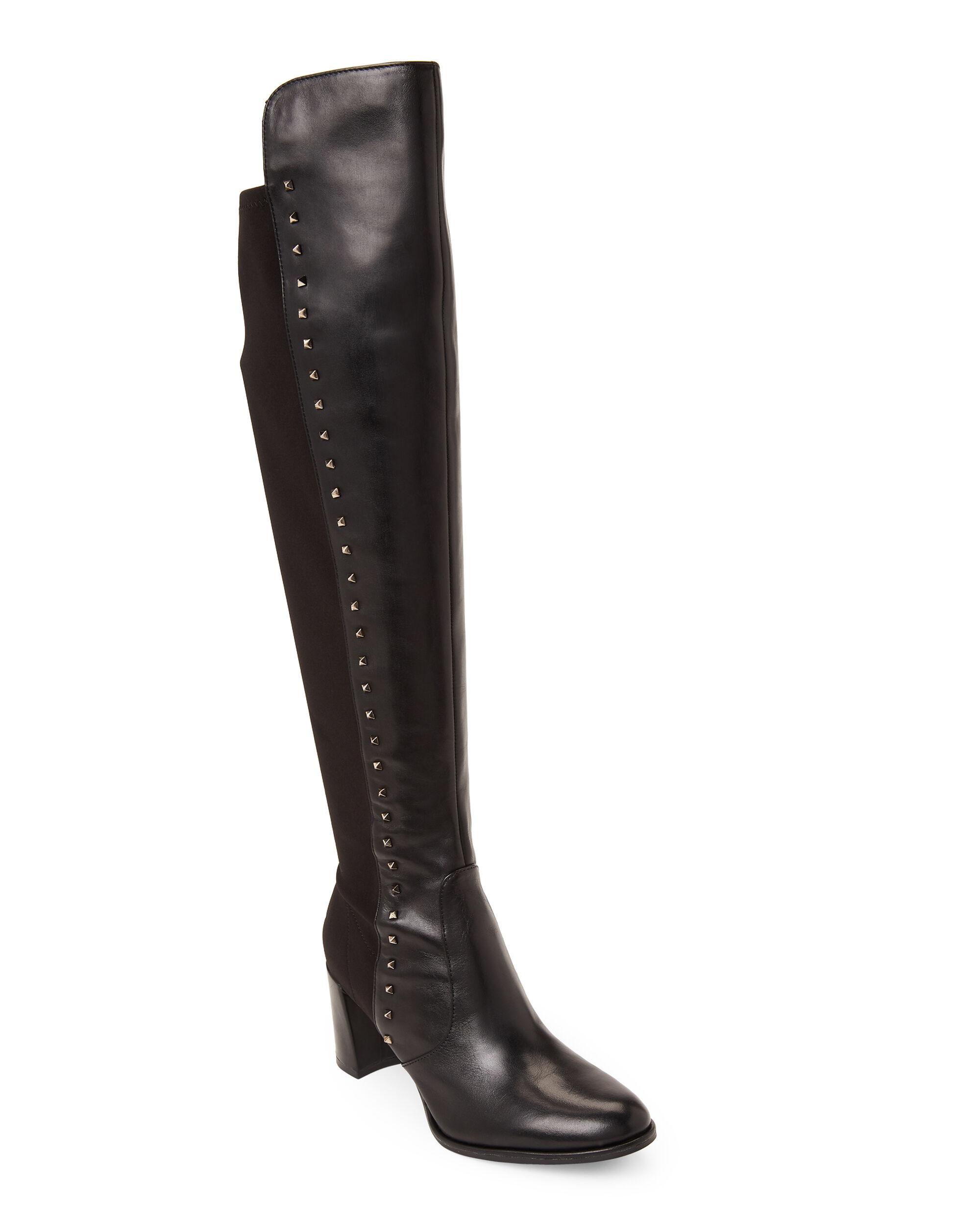 Marc Fisher Leather Black Lapture Studded Overtheknee Boots Lyst