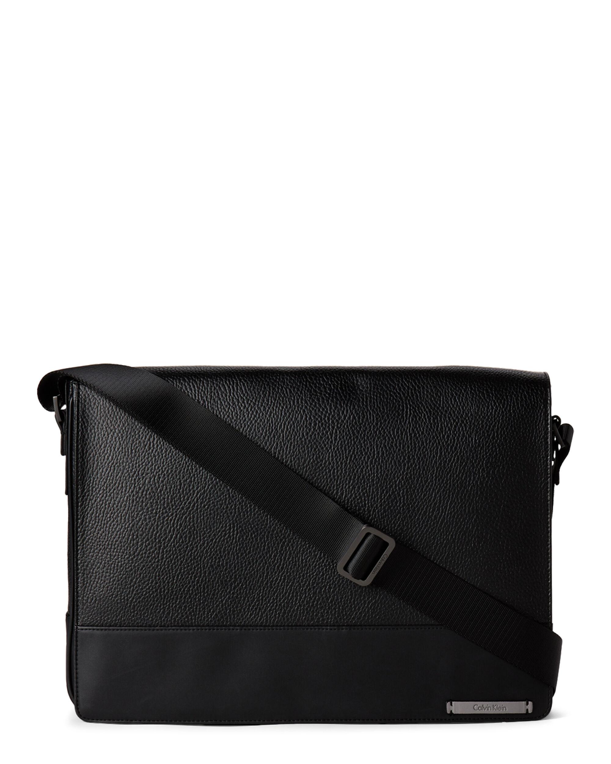 Calvin Klein Leather Laptop Messenger Bag in Black for Men - Lyst