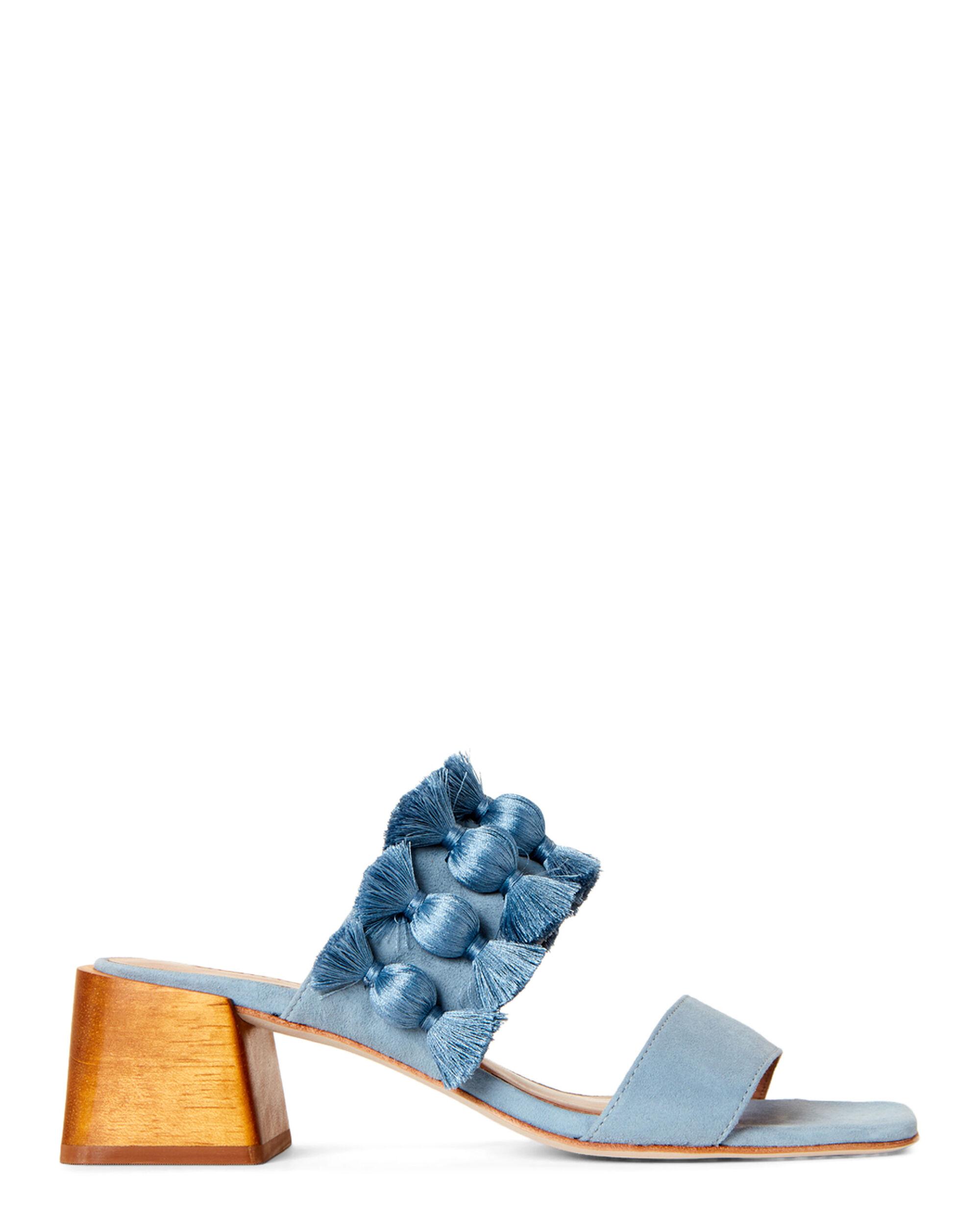 Bernardo Vintage Blue Bella Tassel Suede Slide Sandals - Lyst