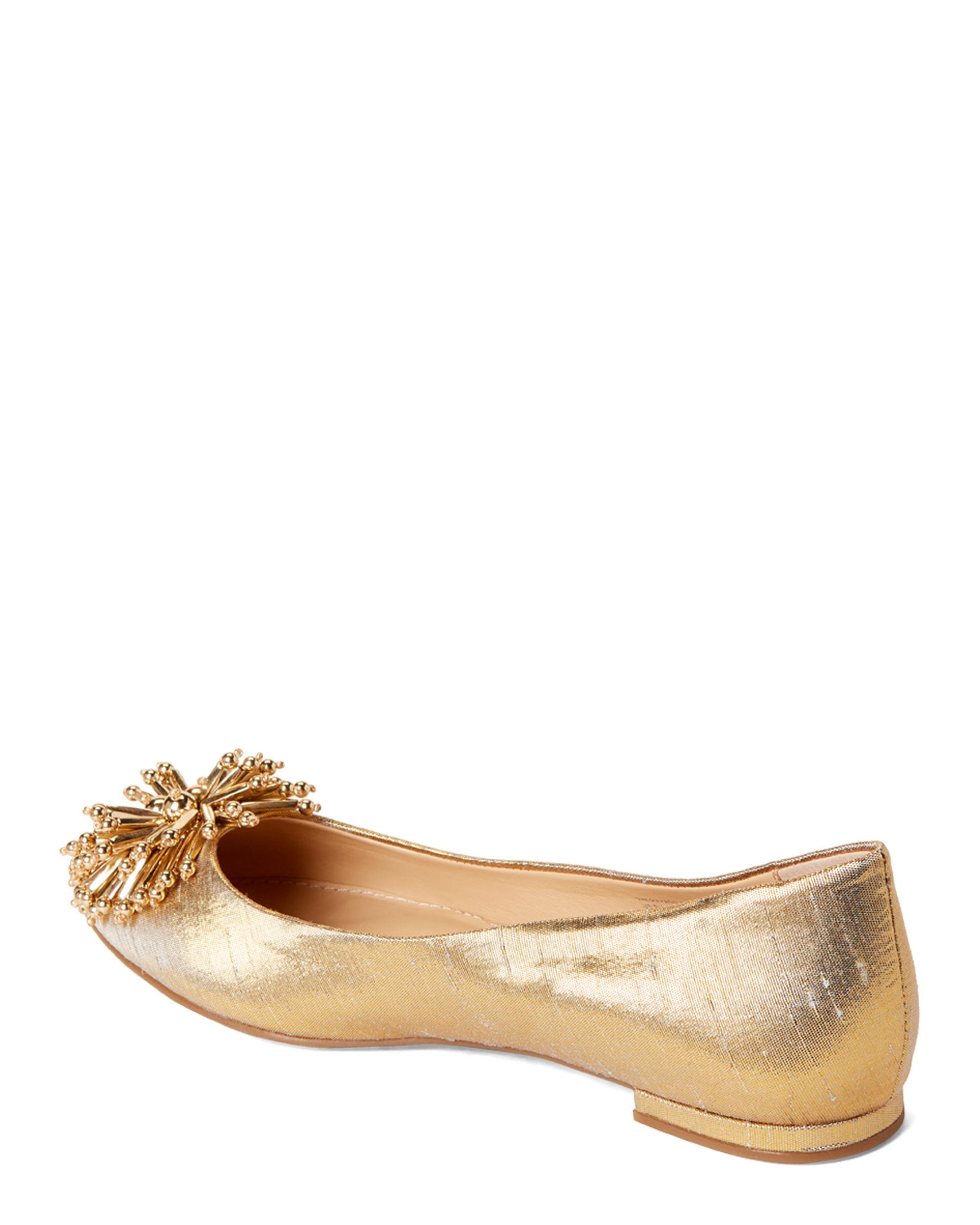gold shiny flats