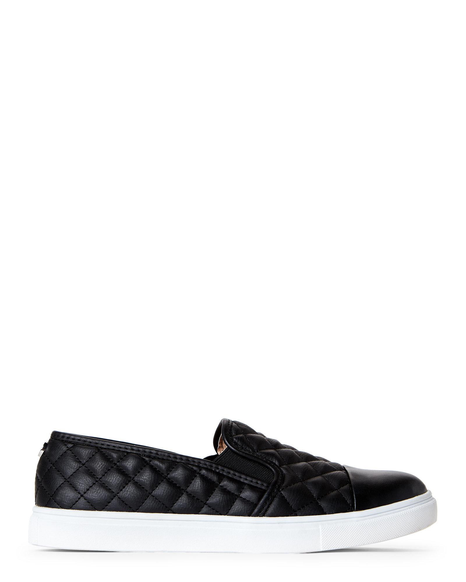 steve madden black quilted slip ons