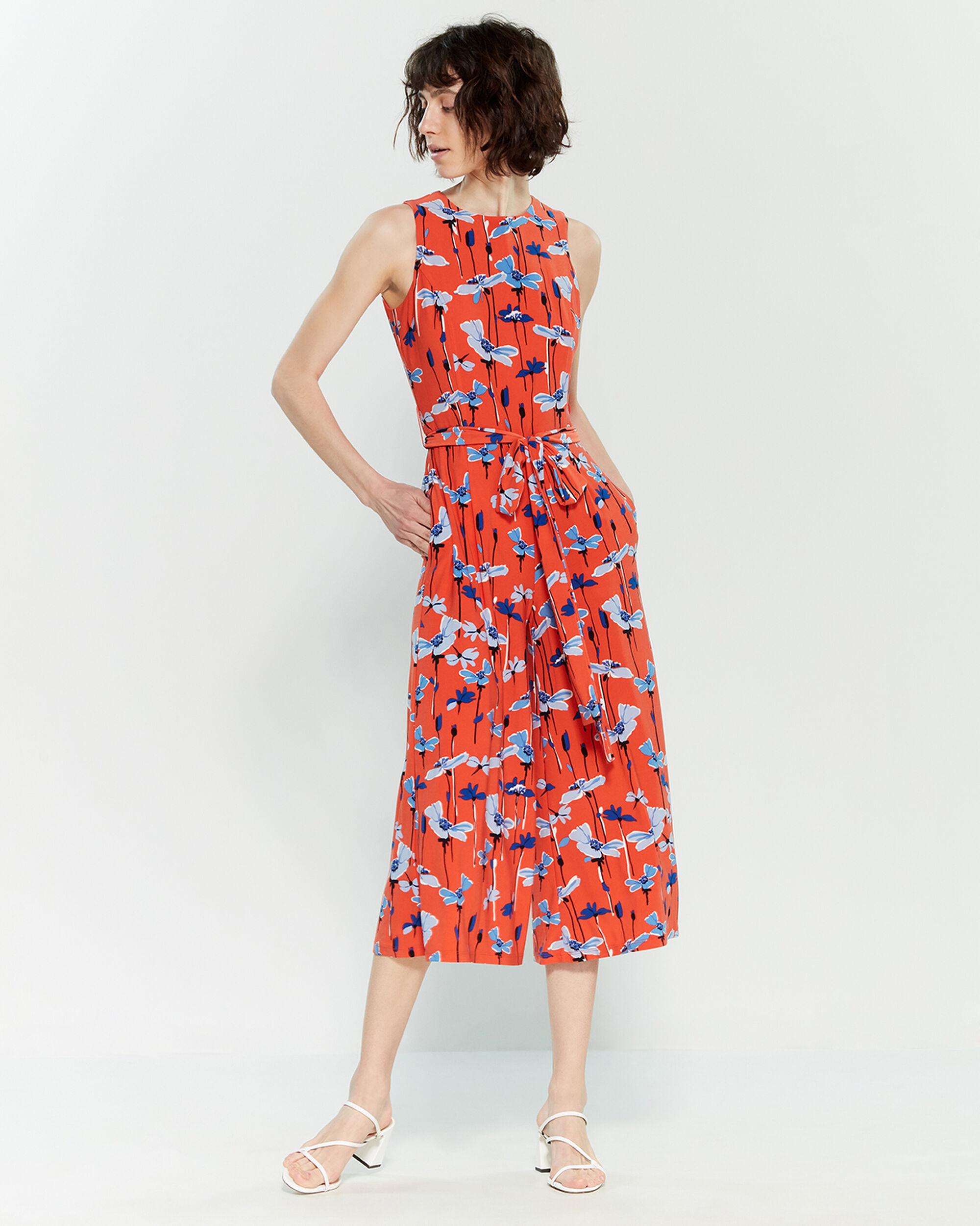 red flowery jumpsuit