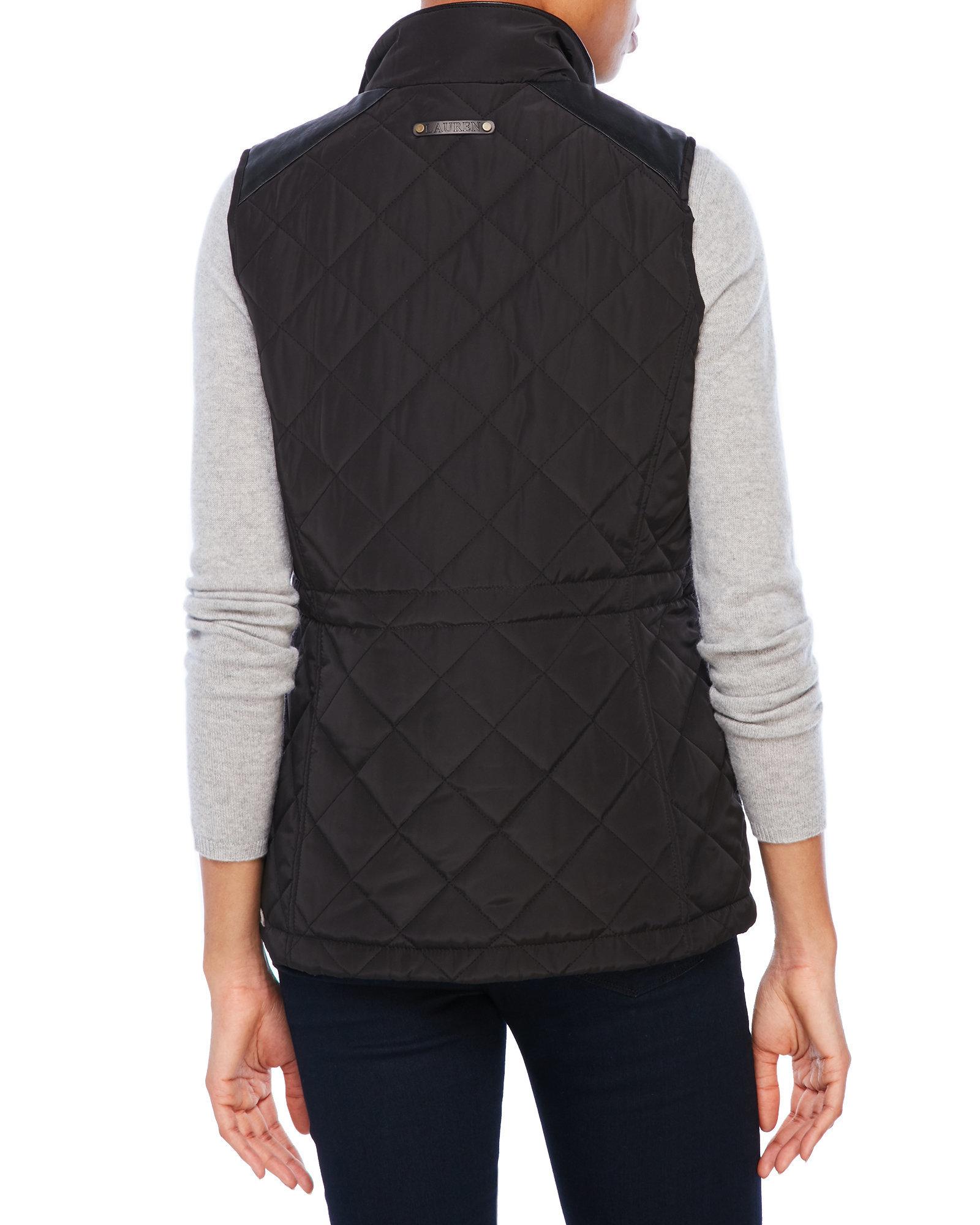 Download Lyst - Lauren By Ralph Lauren Quilted Mock Neck Vest in Black