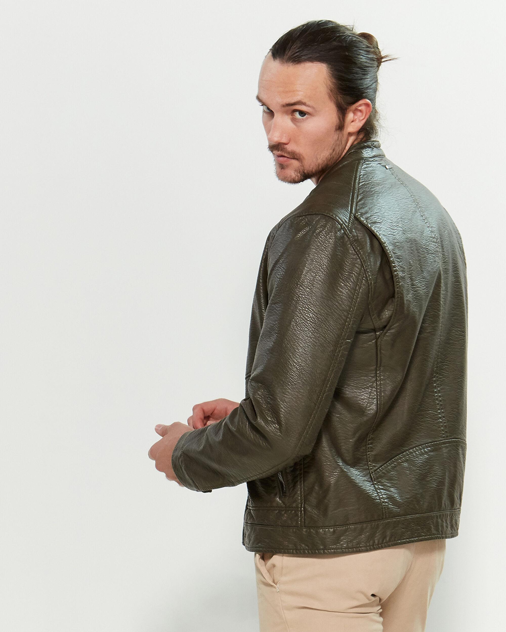 Michael Kors Olive Faux Leather Biker Jacket in Green for Men Lyst