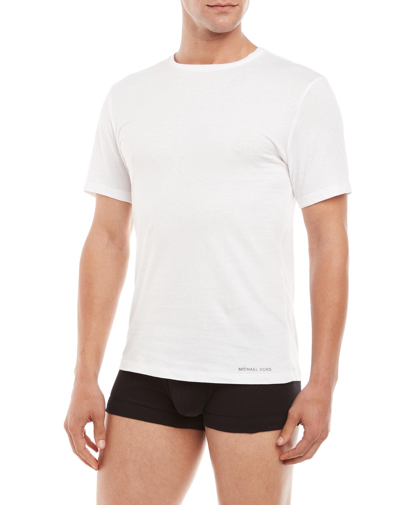 Michael Kors Cotton Essentials 3-Pack Crew Neck Tees in White for Men ...