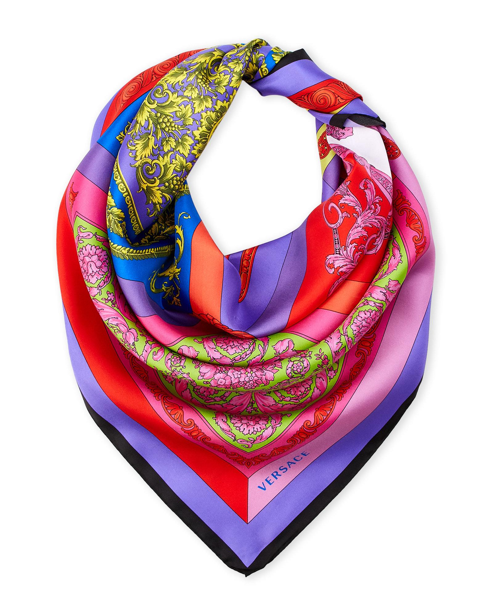 Versace Patchwork Silk Scarf | Lyst