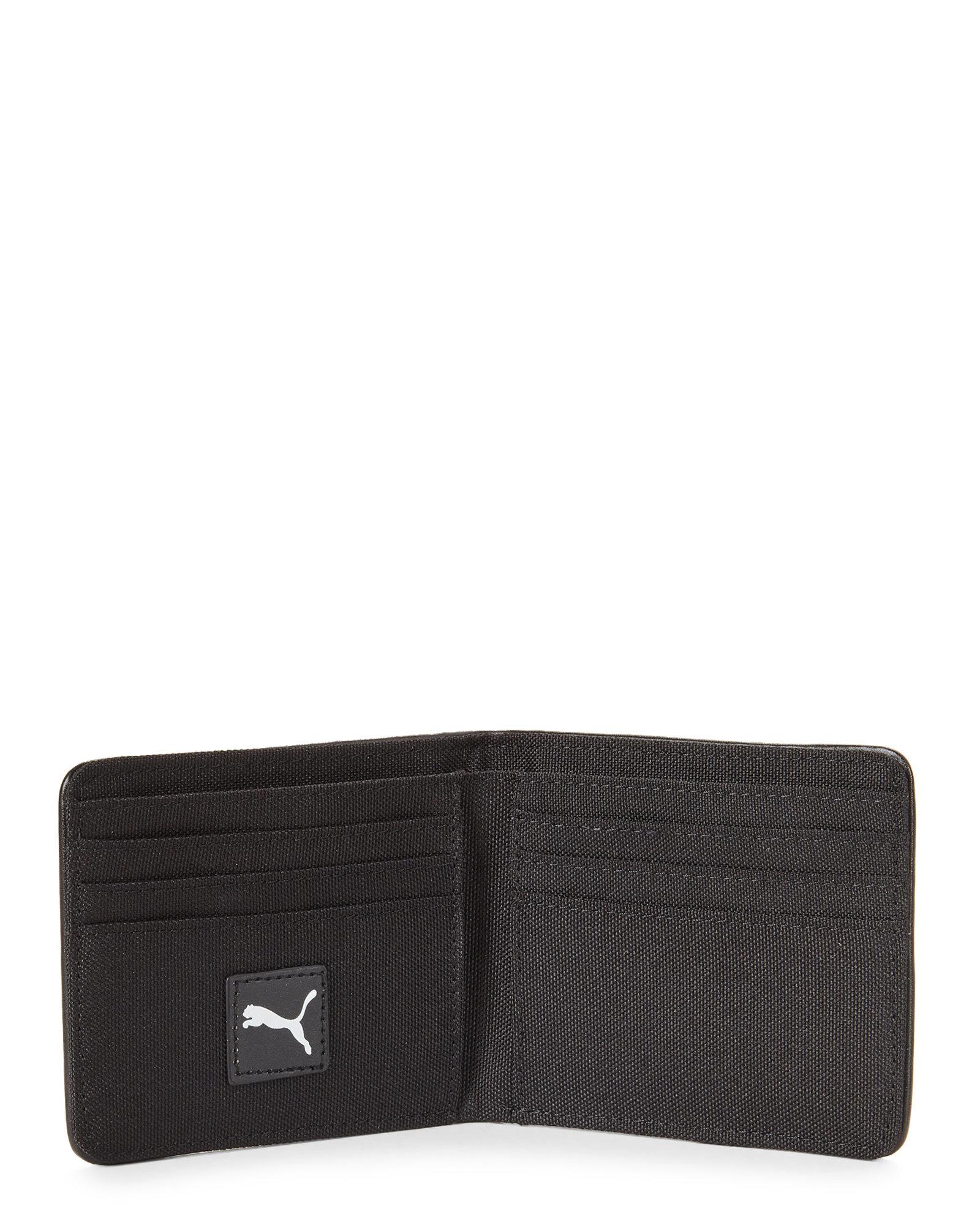 puma black leather wallet