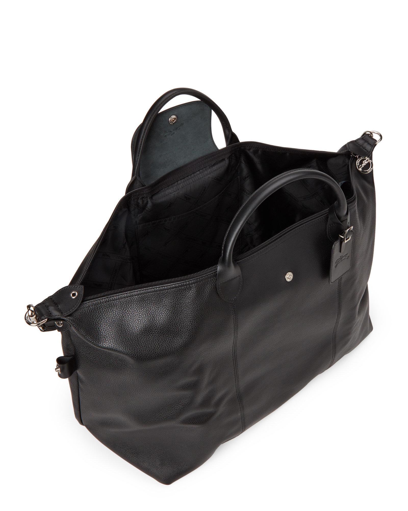 Lyst - Longchamp Black Le Foulonné Xl Leather Travel Bag in Black