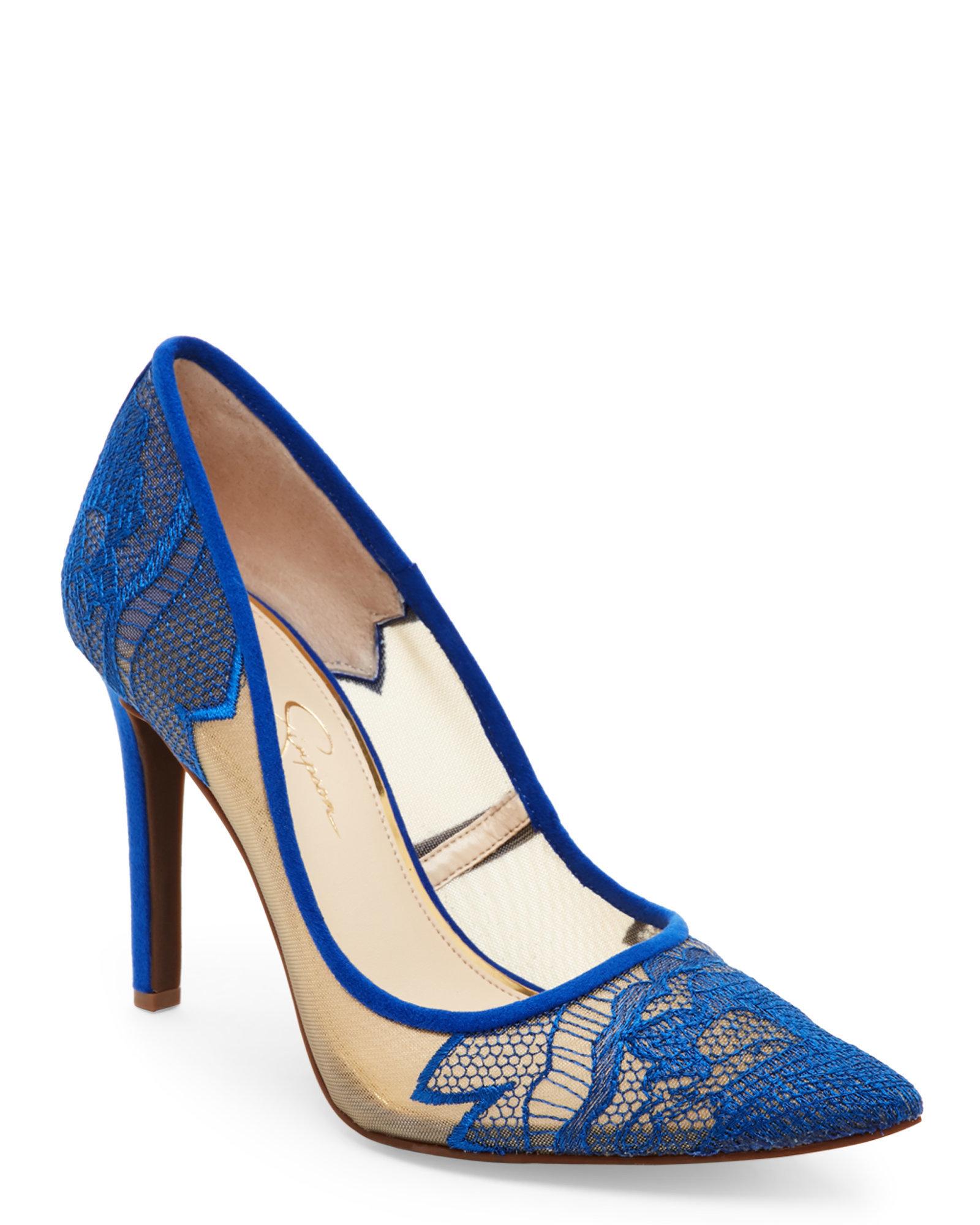 Jessica Simpson New Cobalt Camba Lace Pointed Toe Pumps in Blue Lyst