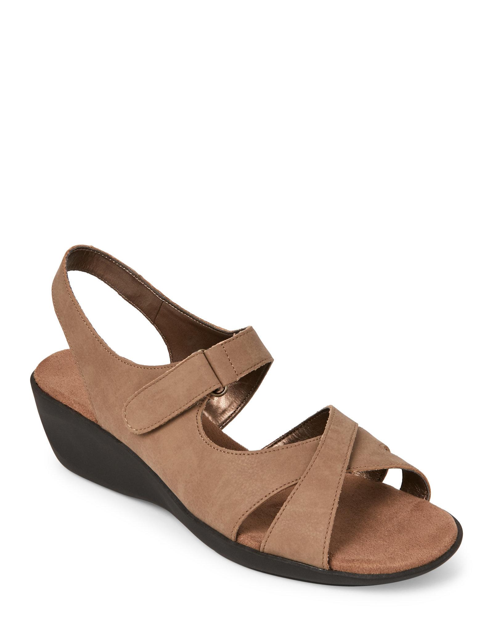 Lyst Aerosoles Taupe Bad Advertisement Wedge Sandals in Brown